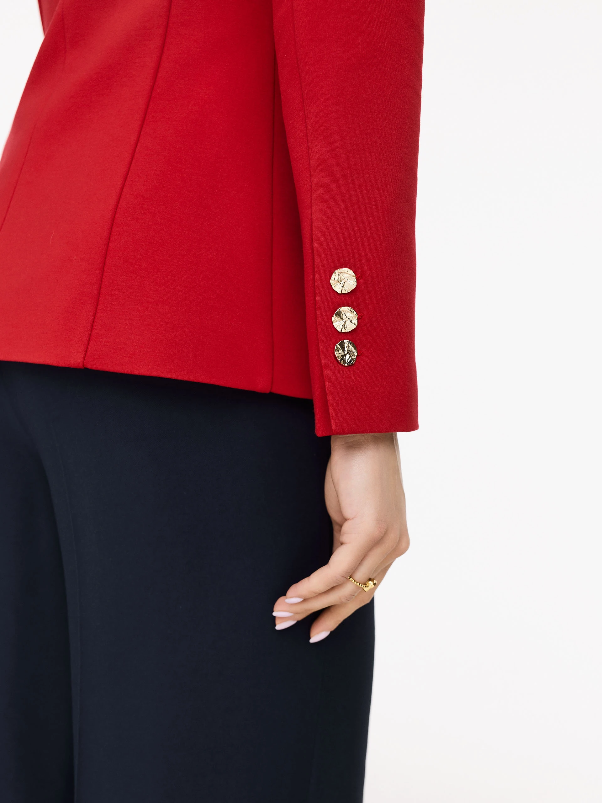 Classic red jacket with decorative buttons