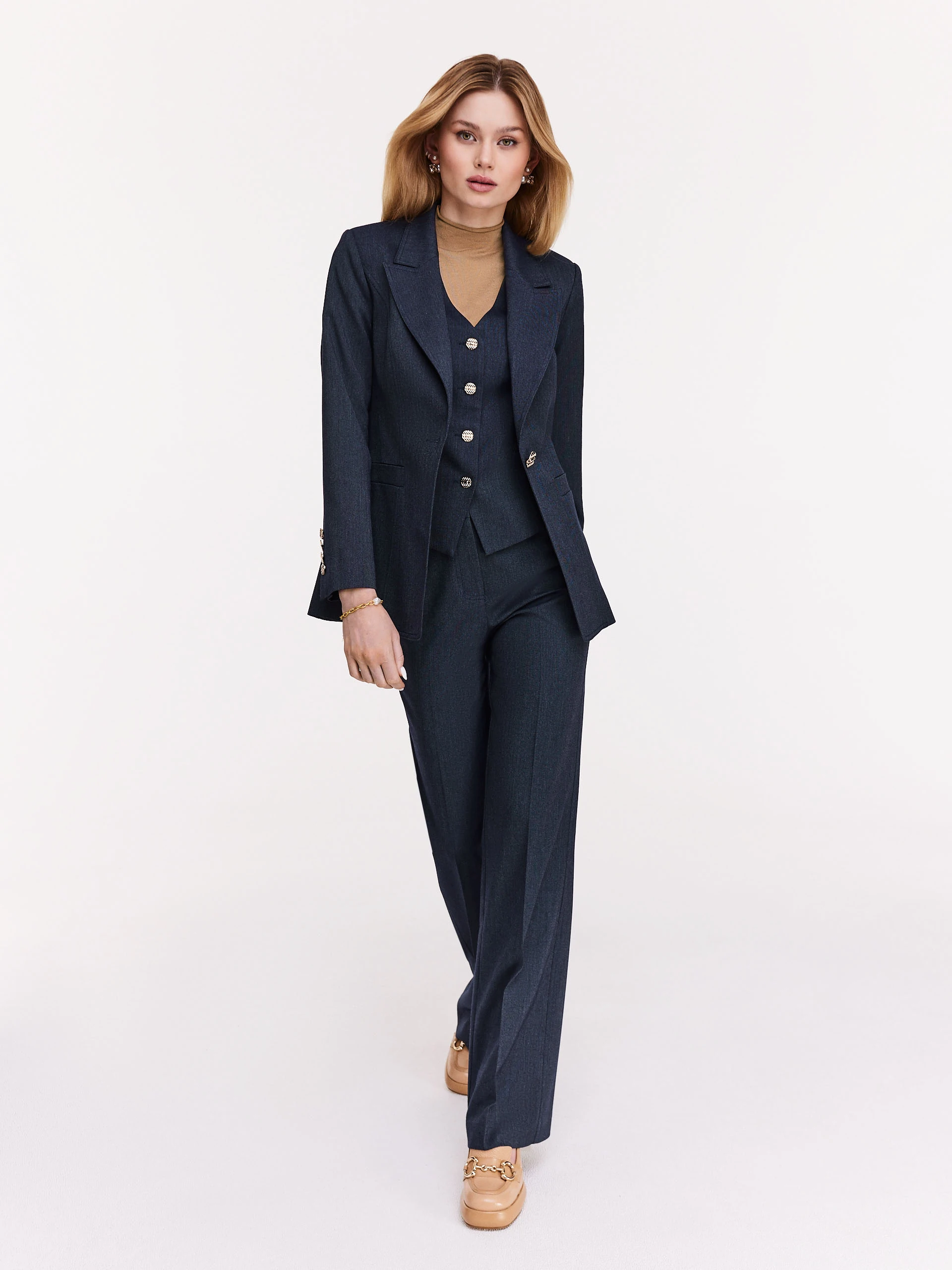 Denim single-breasted jacket