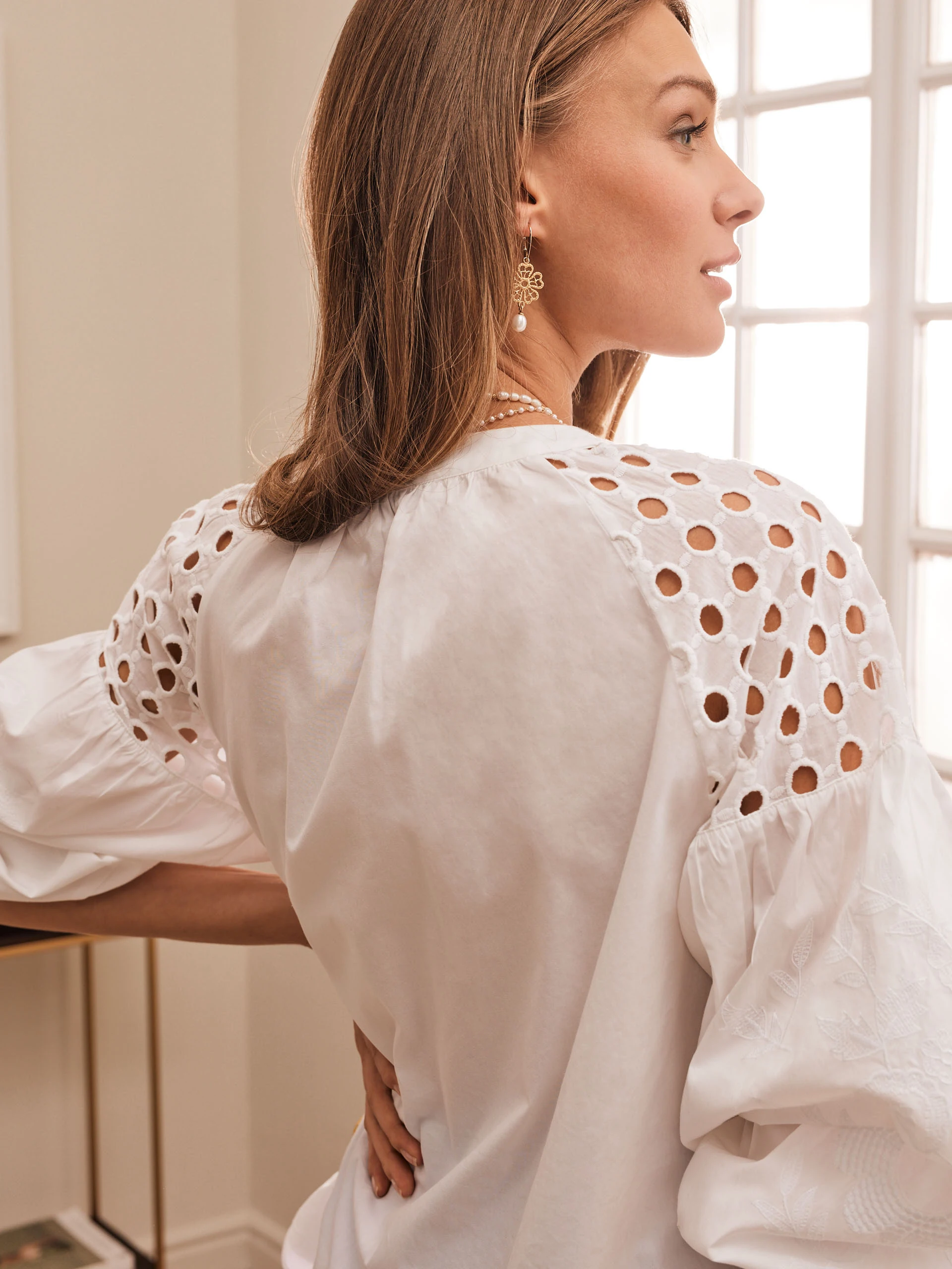 COTTON BLOUSE WITH WIDE SLEEVES