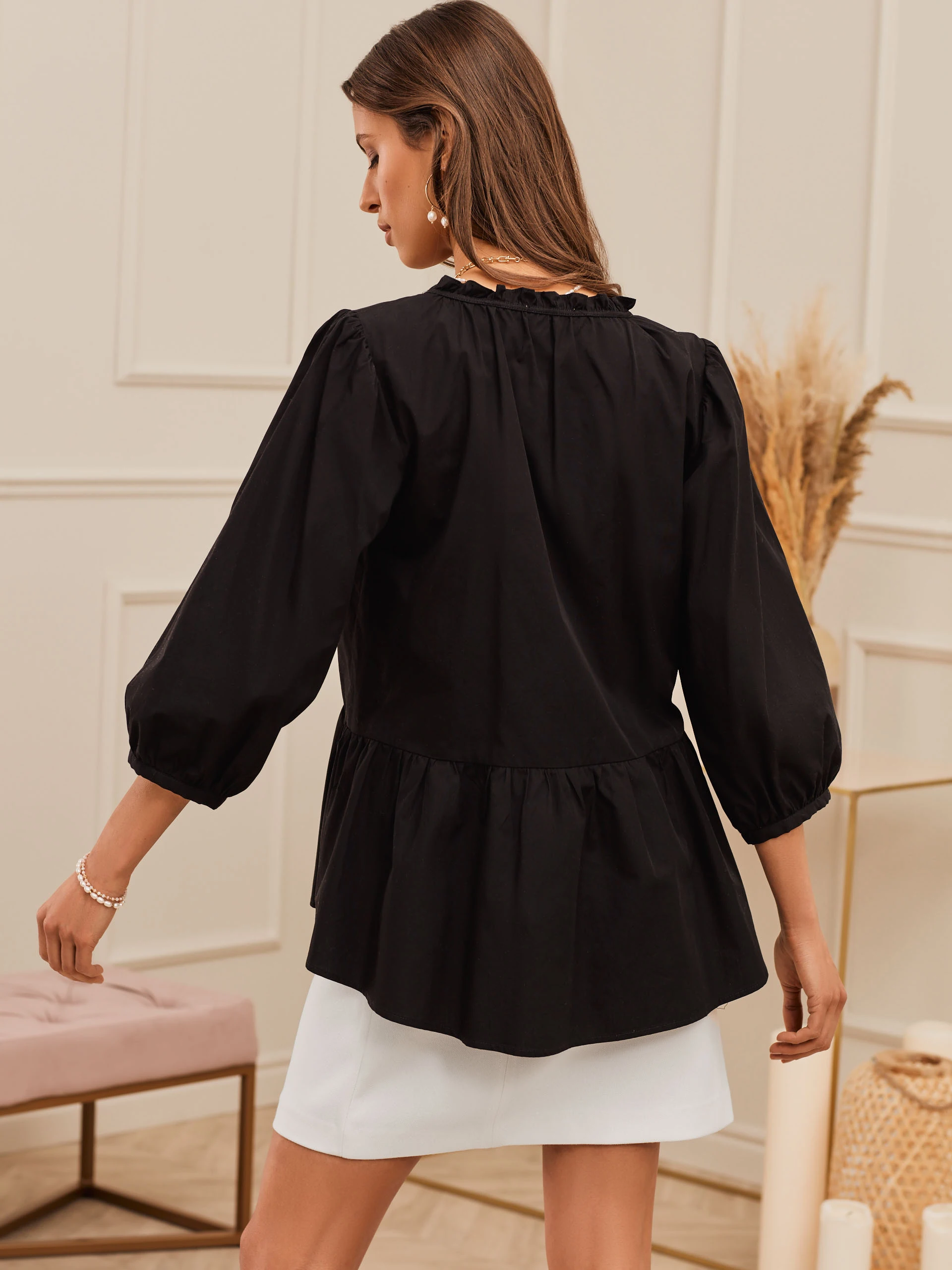 BLACK BLOUSE WITH BINDING