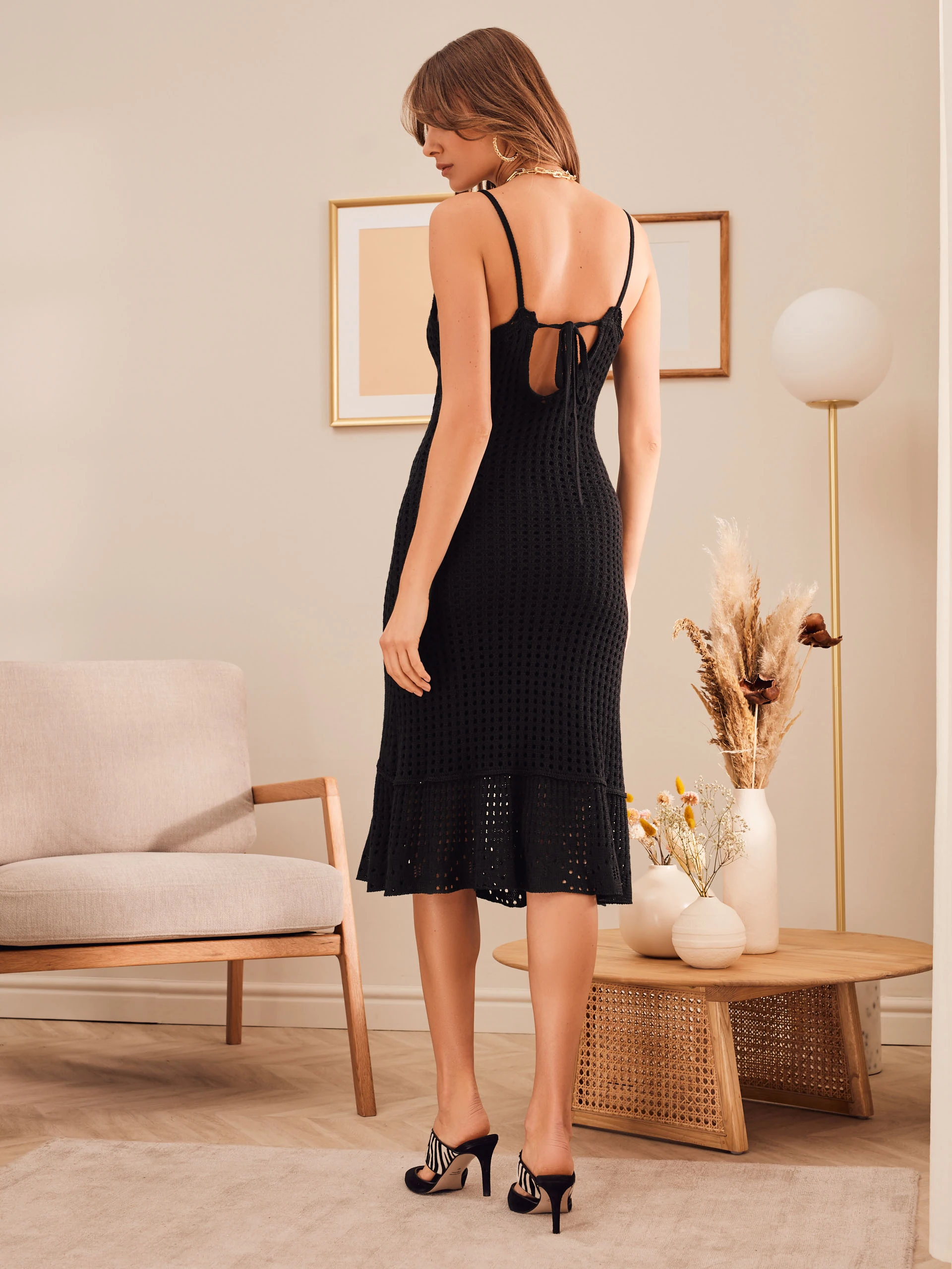 BLACK CROCHET STRAPLESS DRESS