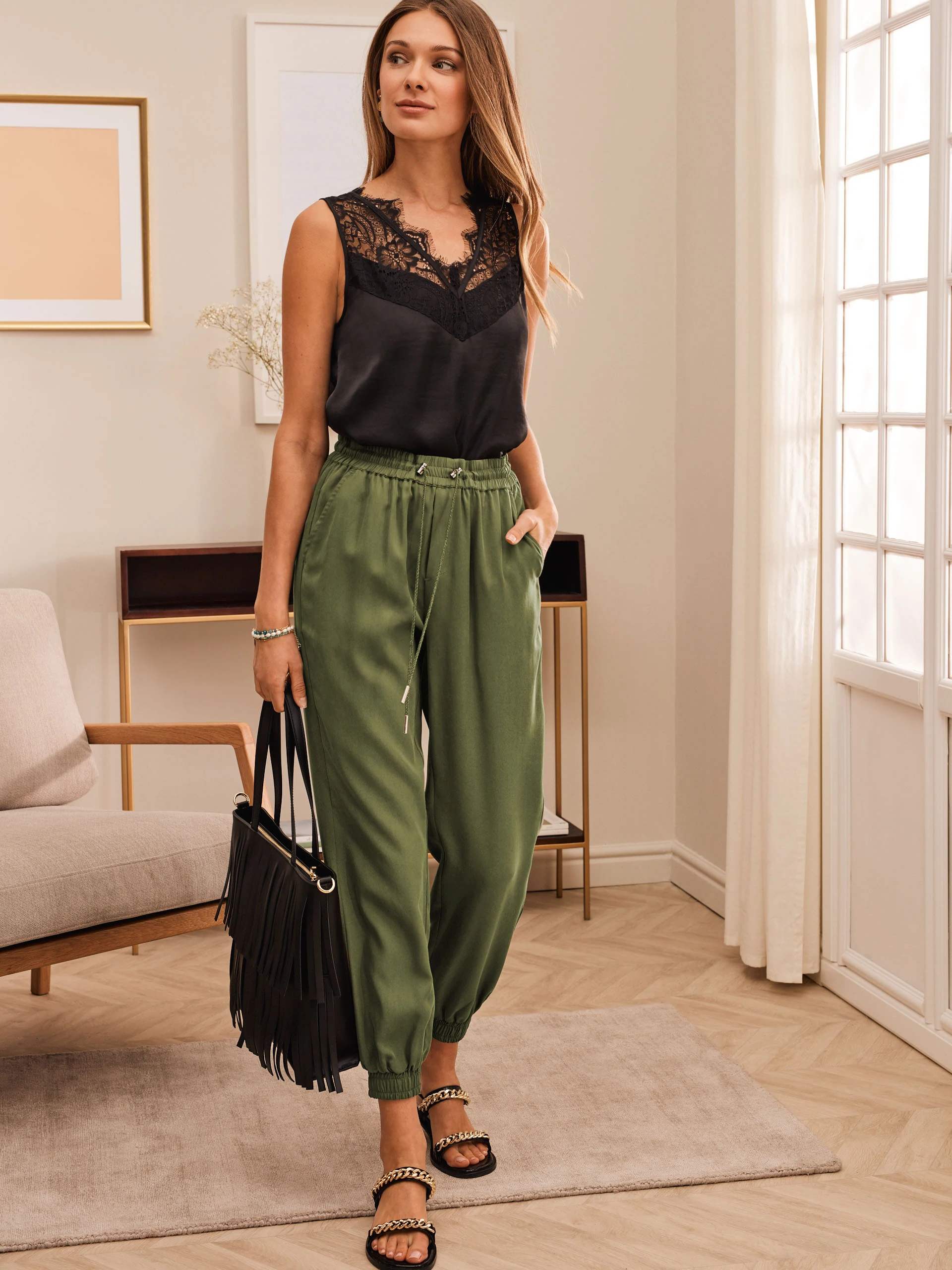 GREEN DRAWSTRING PANTS