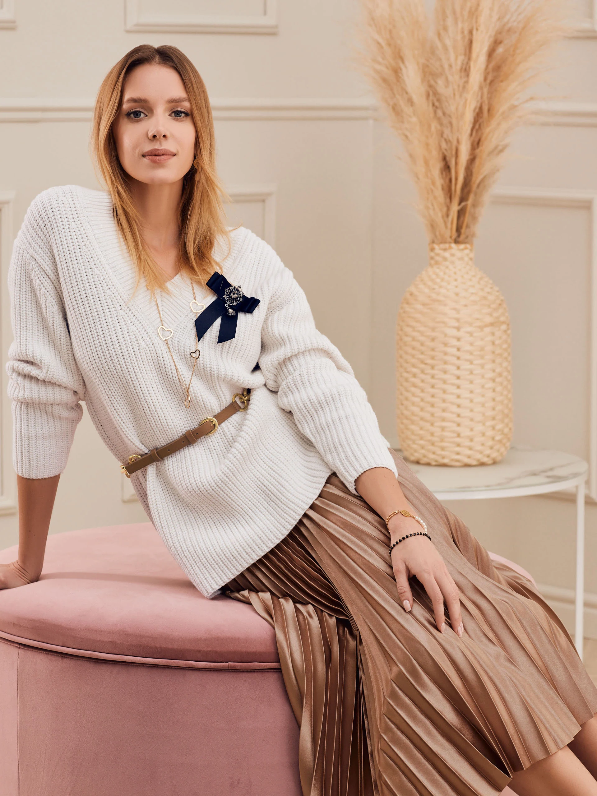 POWDER PINK PLEATED SKIRT