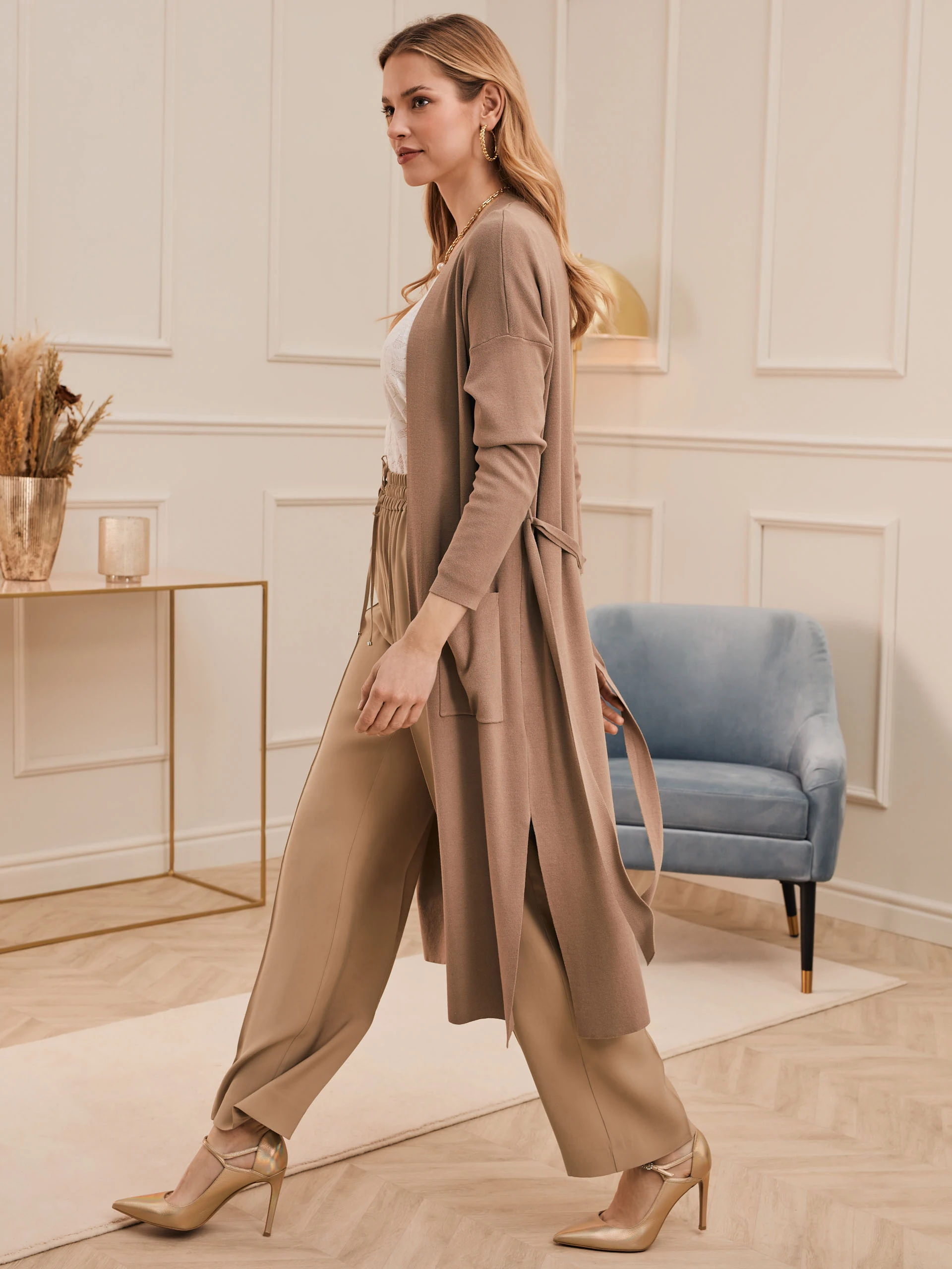 BEIGE LONG CARDIGAN