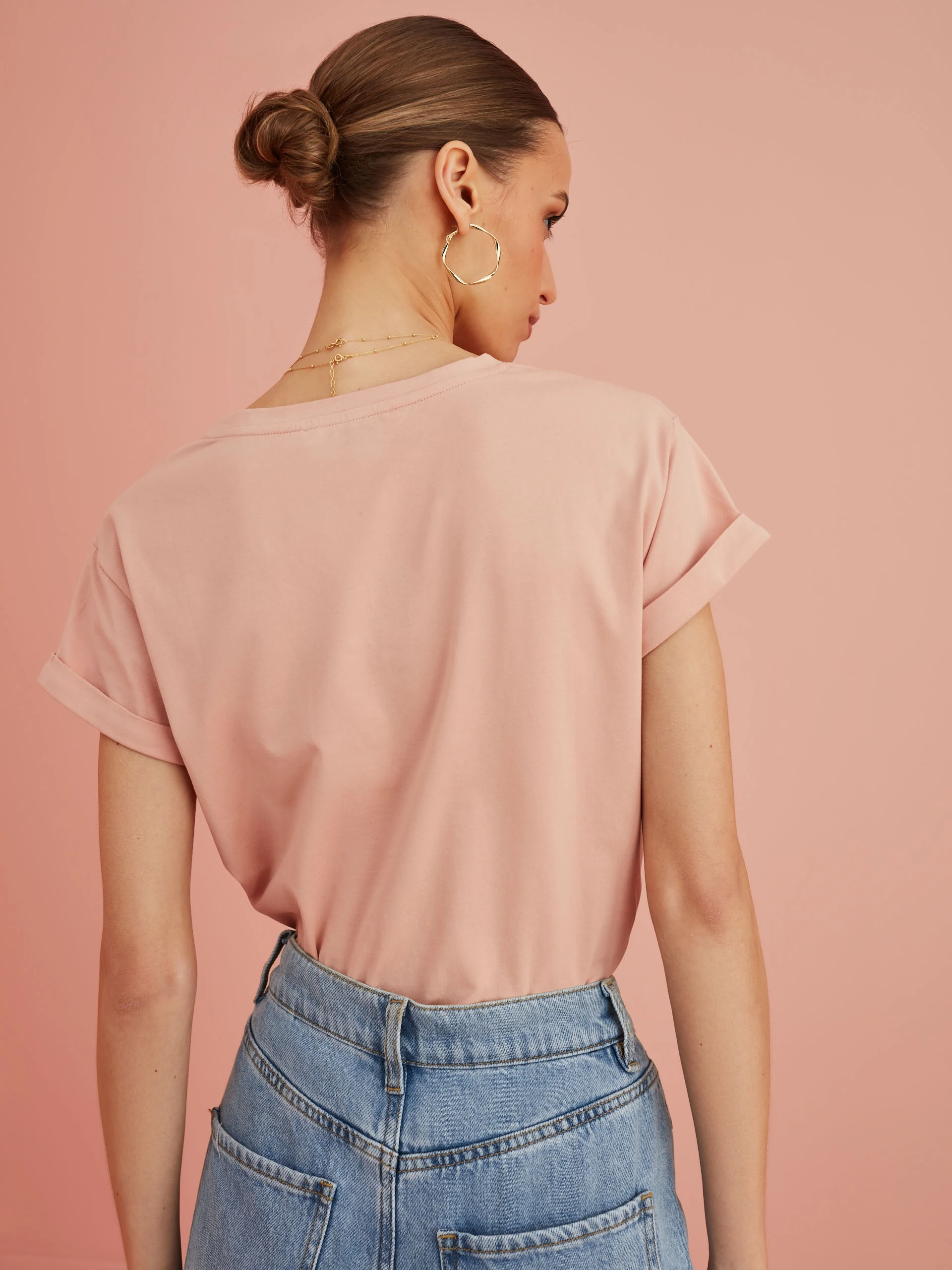 PINK BLOUSE WITH V NECKLINE