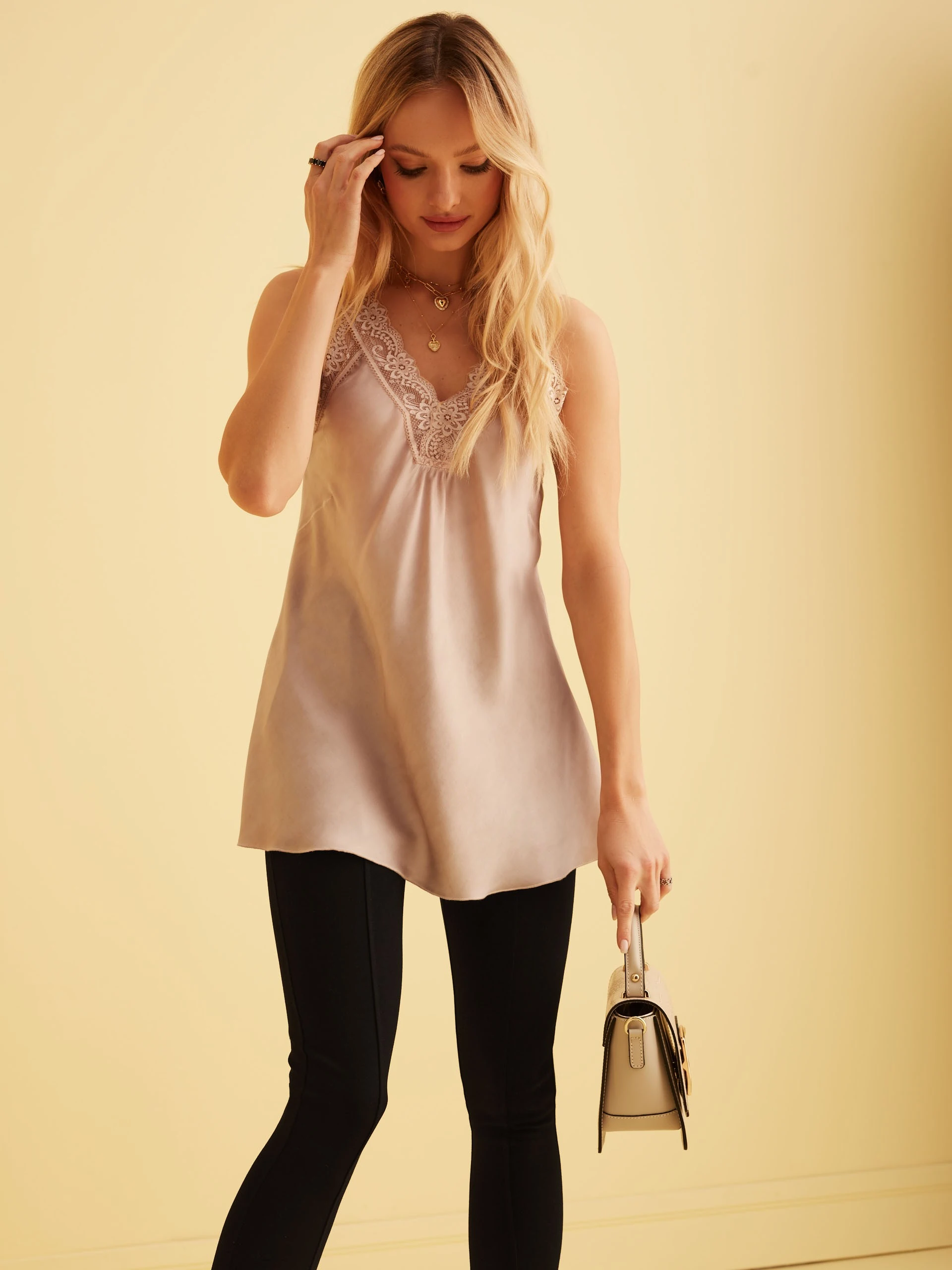 BEIGE TOP WITH LACE DETAILS