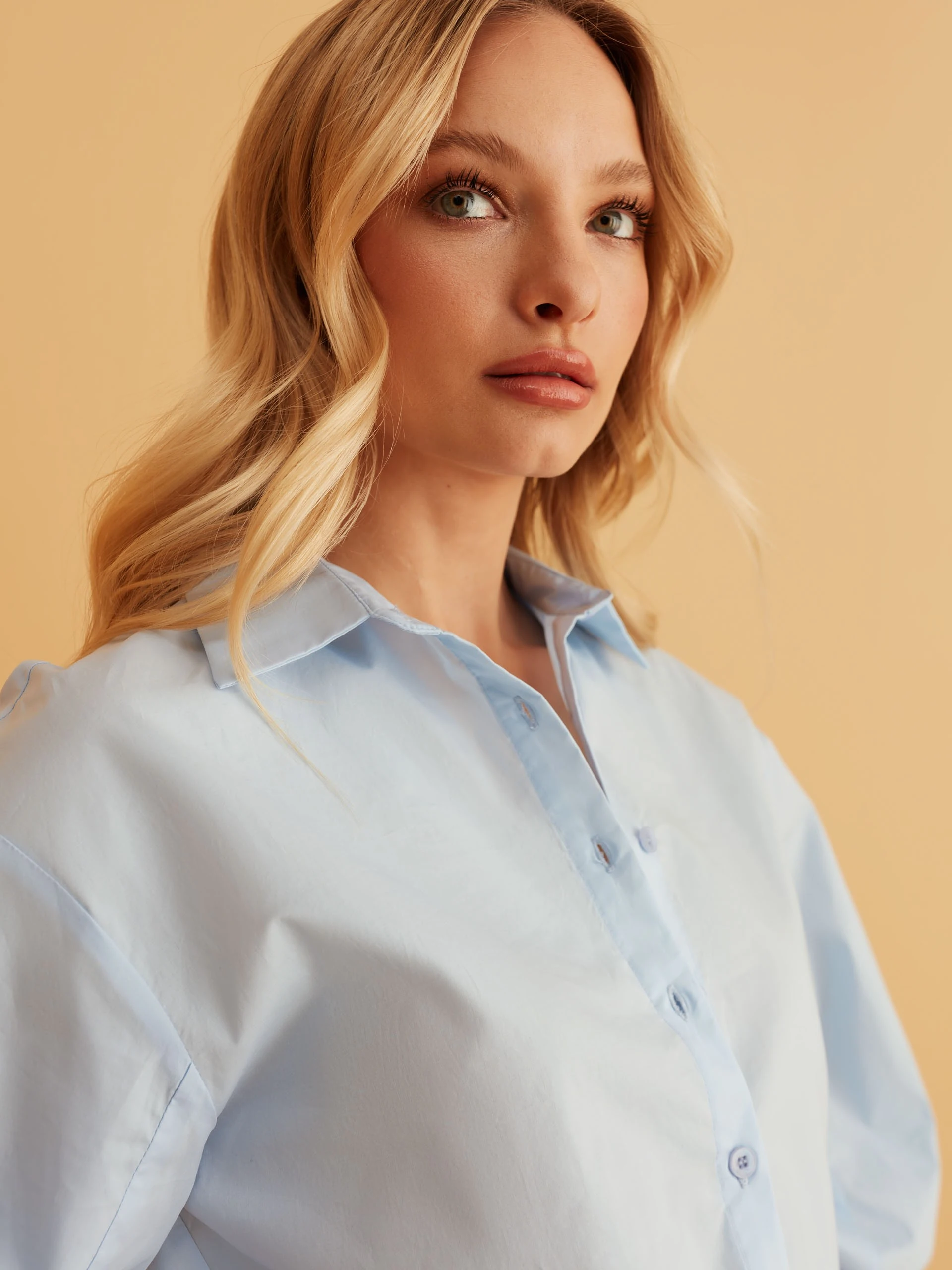 BLUE COTTON BLOUSE