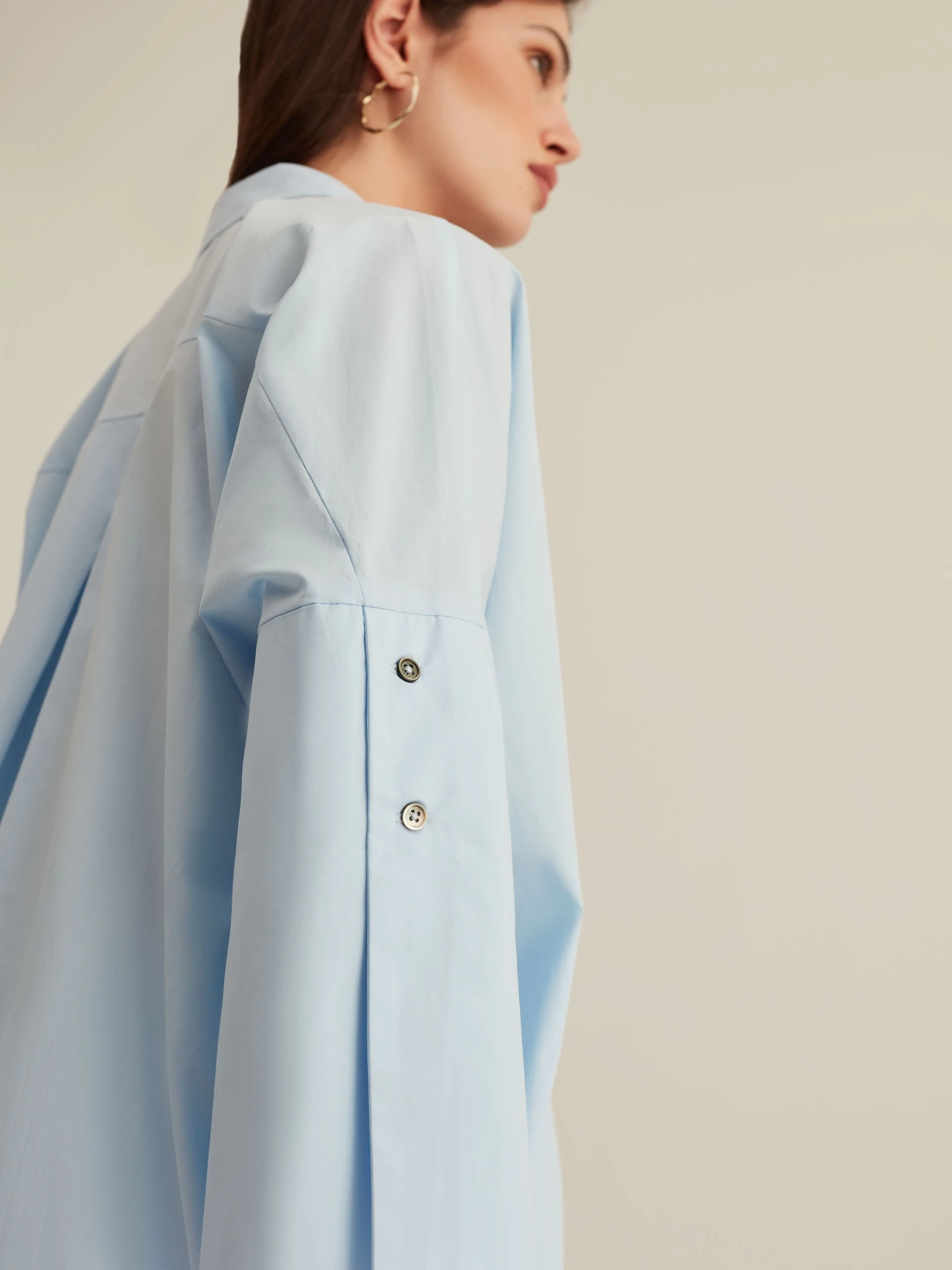 BLUE SHIRT WITH WIDE SLEEVE