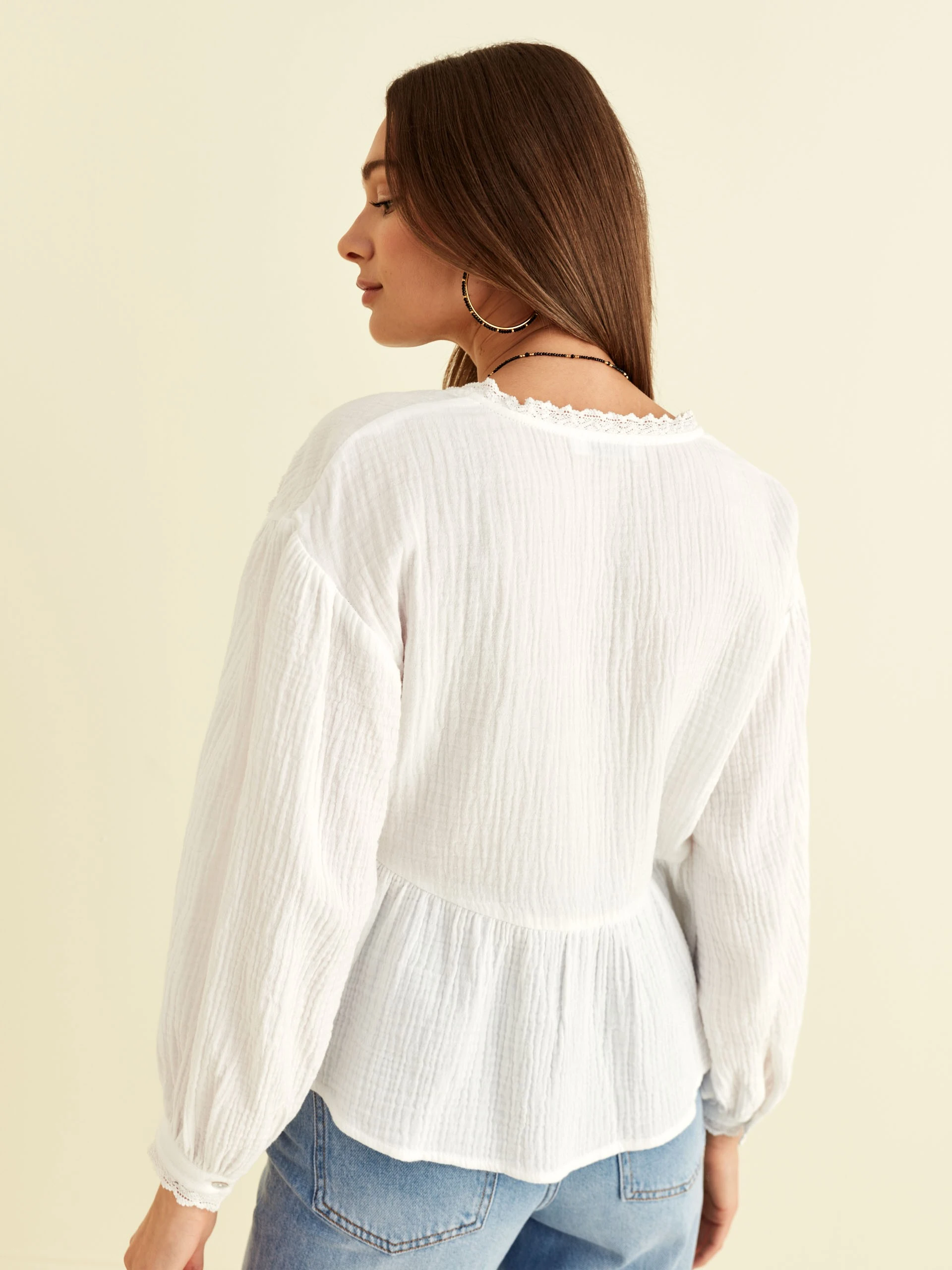 WHITE SHIRT WITH OPENWORK DETAILS