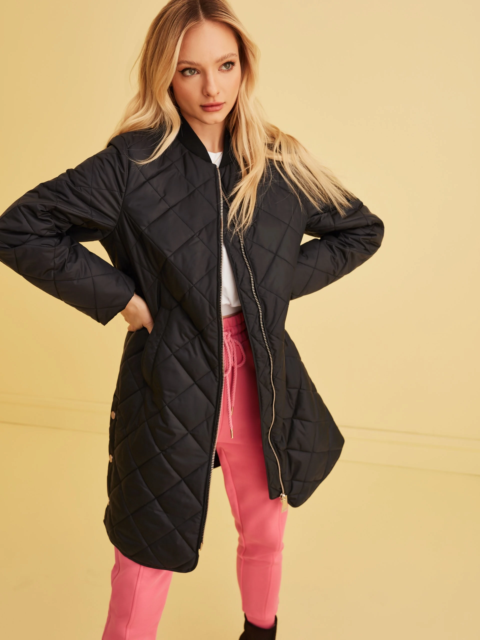 BLACK QUILTED COAT