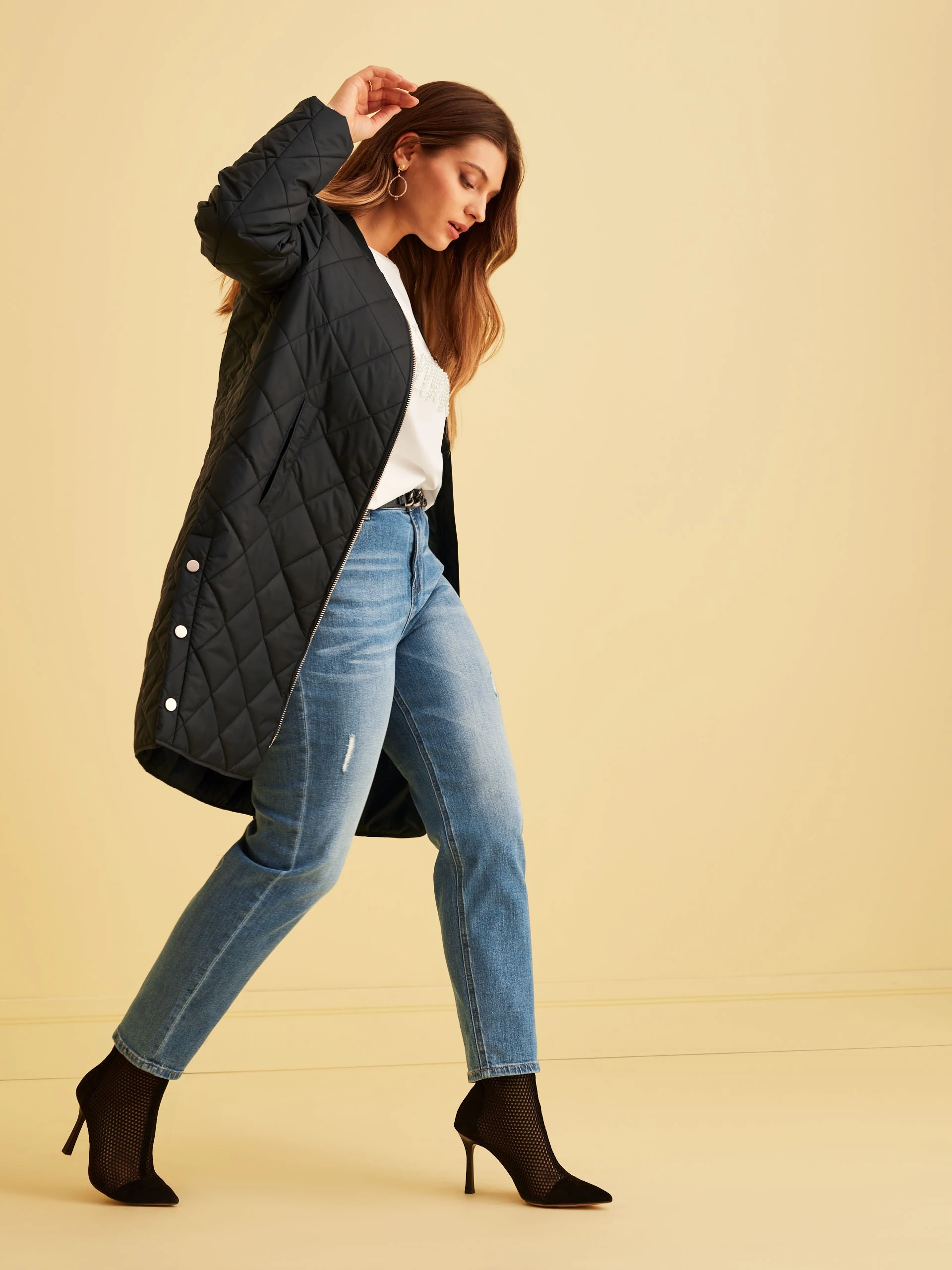 BLACK QUILTED COAT
