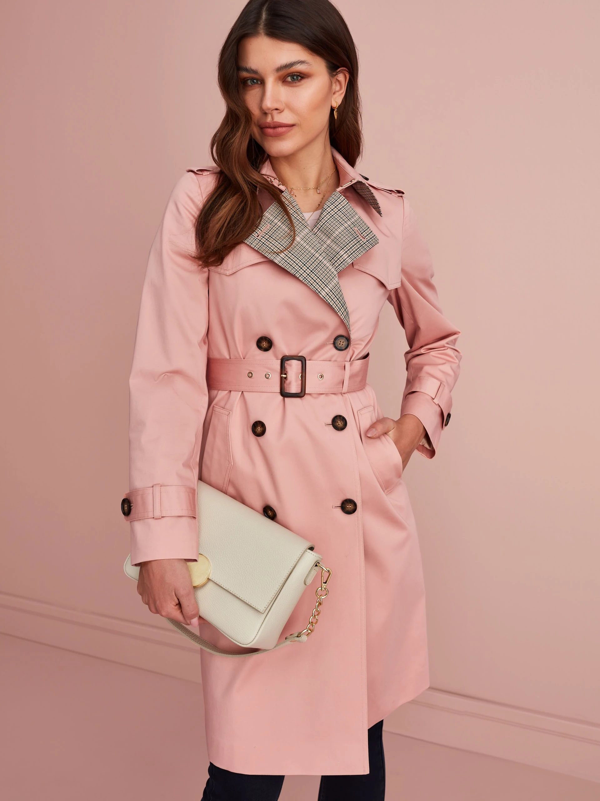 PINK DOUBLE-BREASTED TRENCH