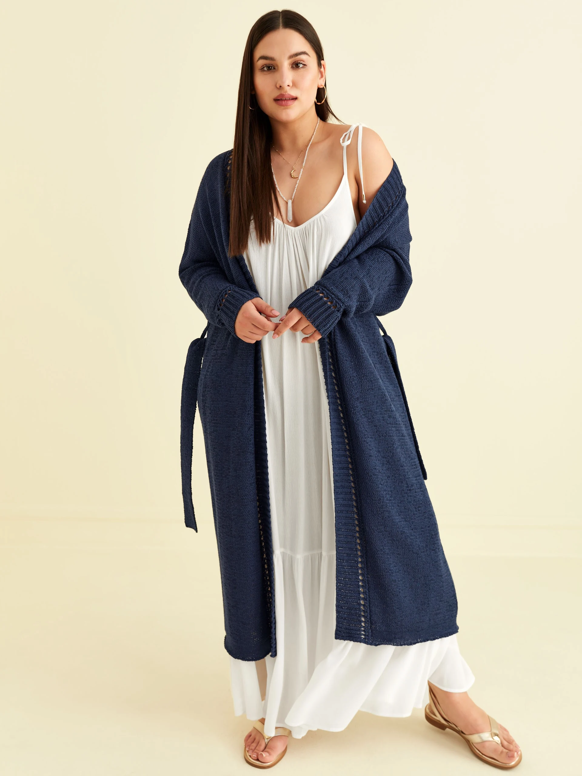 WHITE MAXI DRESS WITH SHOULDER TIE