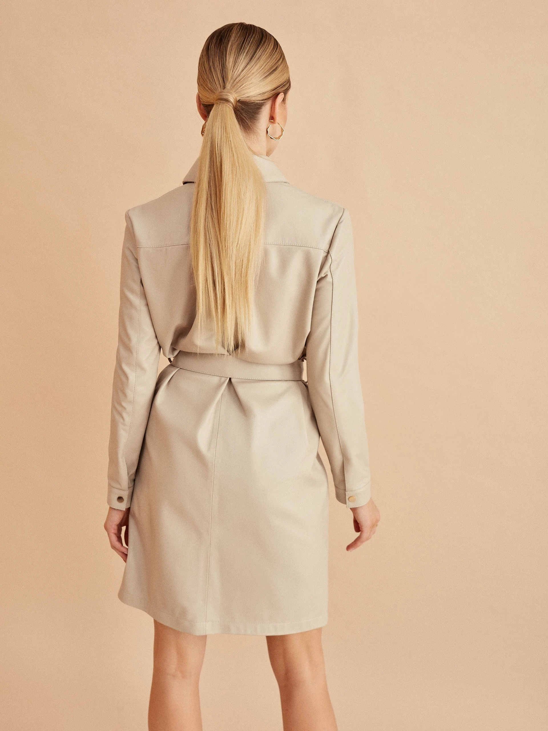 BEIGE LEATHER DRESS