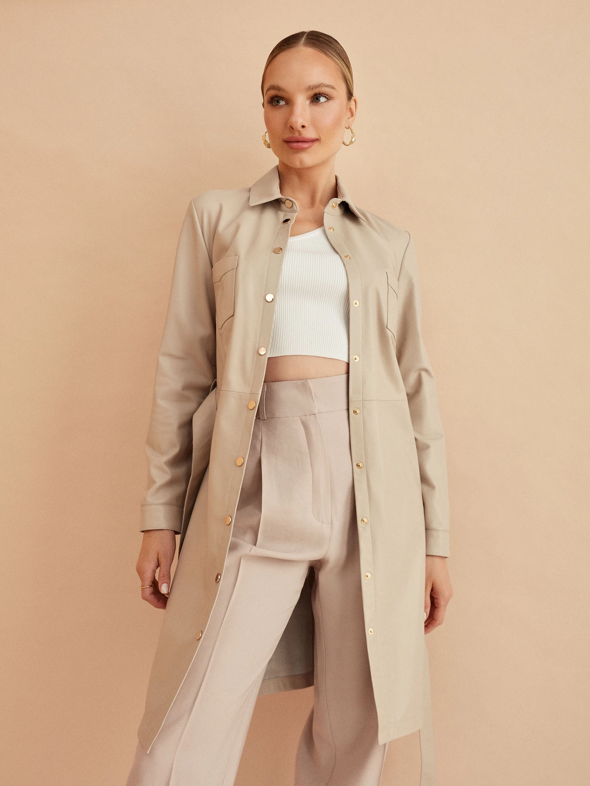 BEIGE LEATHER DRESS
