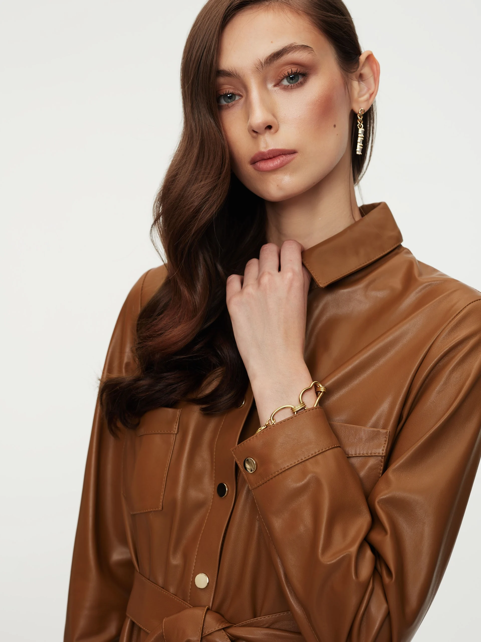 BROWN LEATHER DRESS
