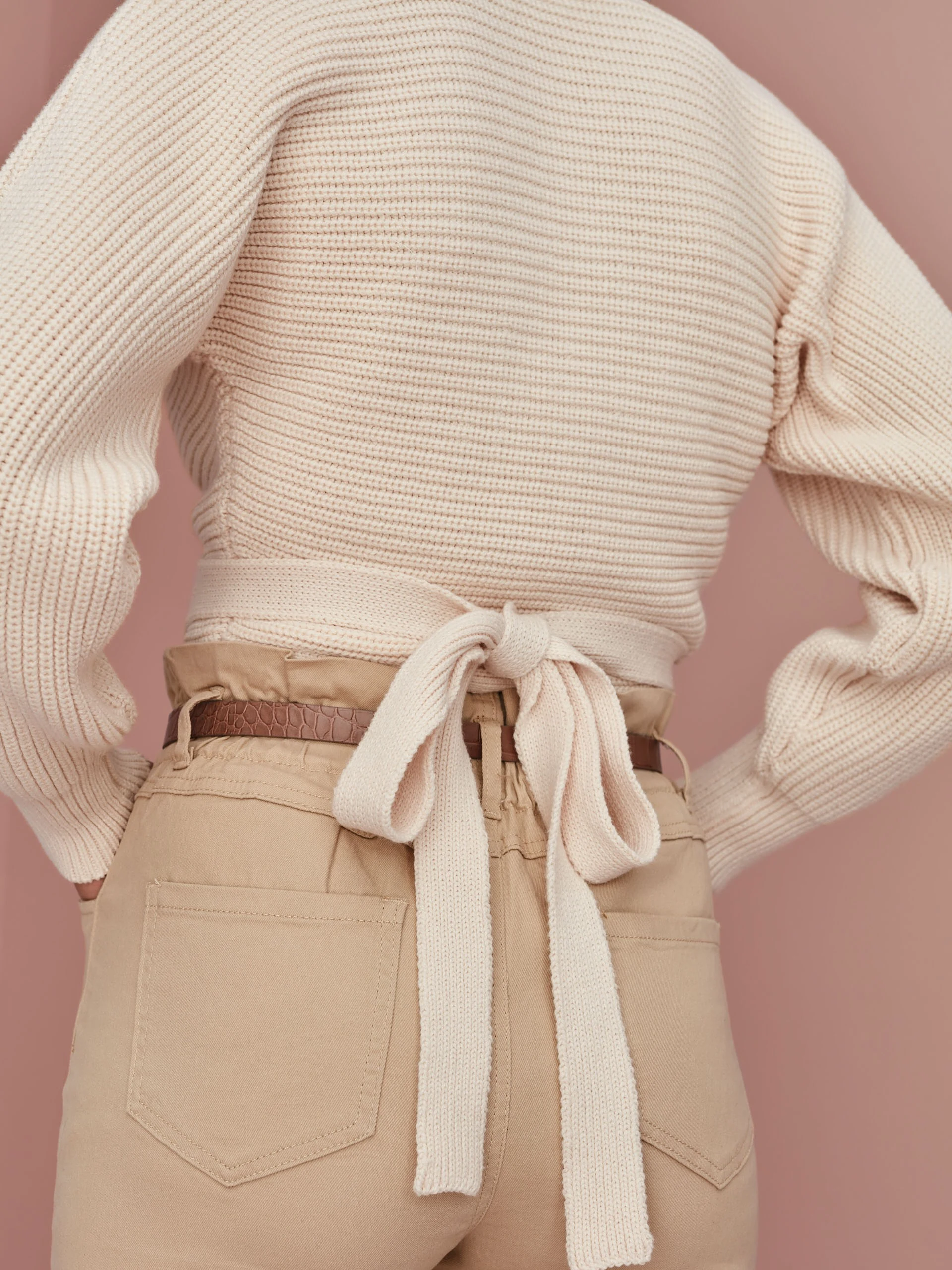 BEIGE WRAP CARDIGAN