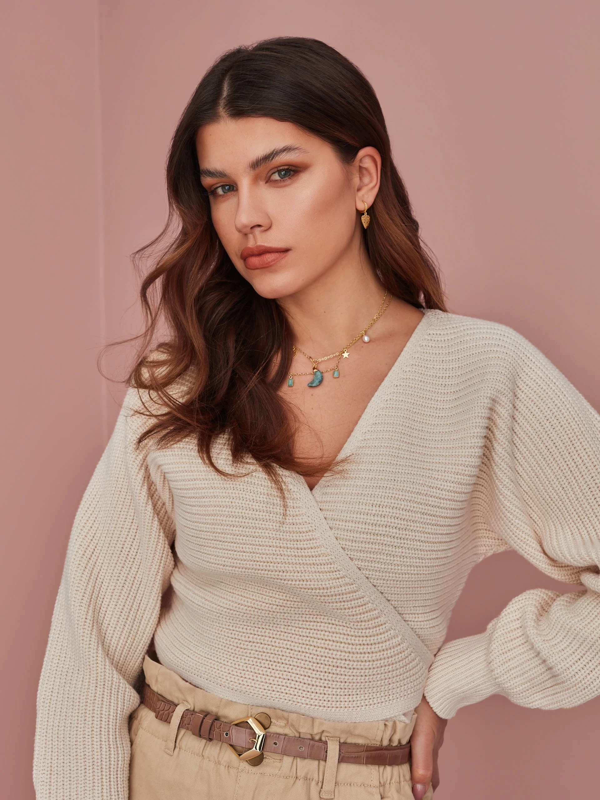 BEIGE WRAP CARDIGAN