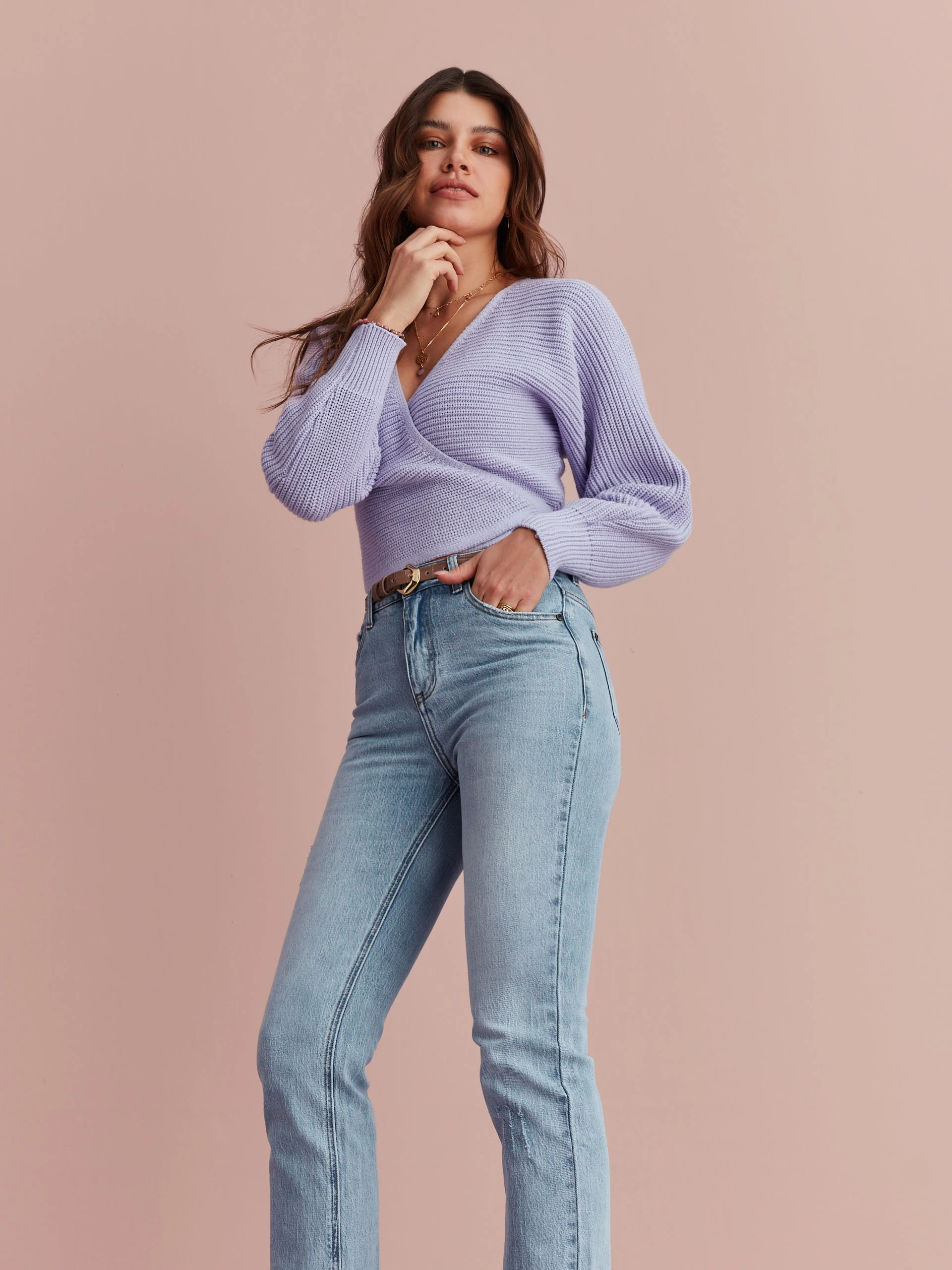 PURPLE WRAP SWEATER