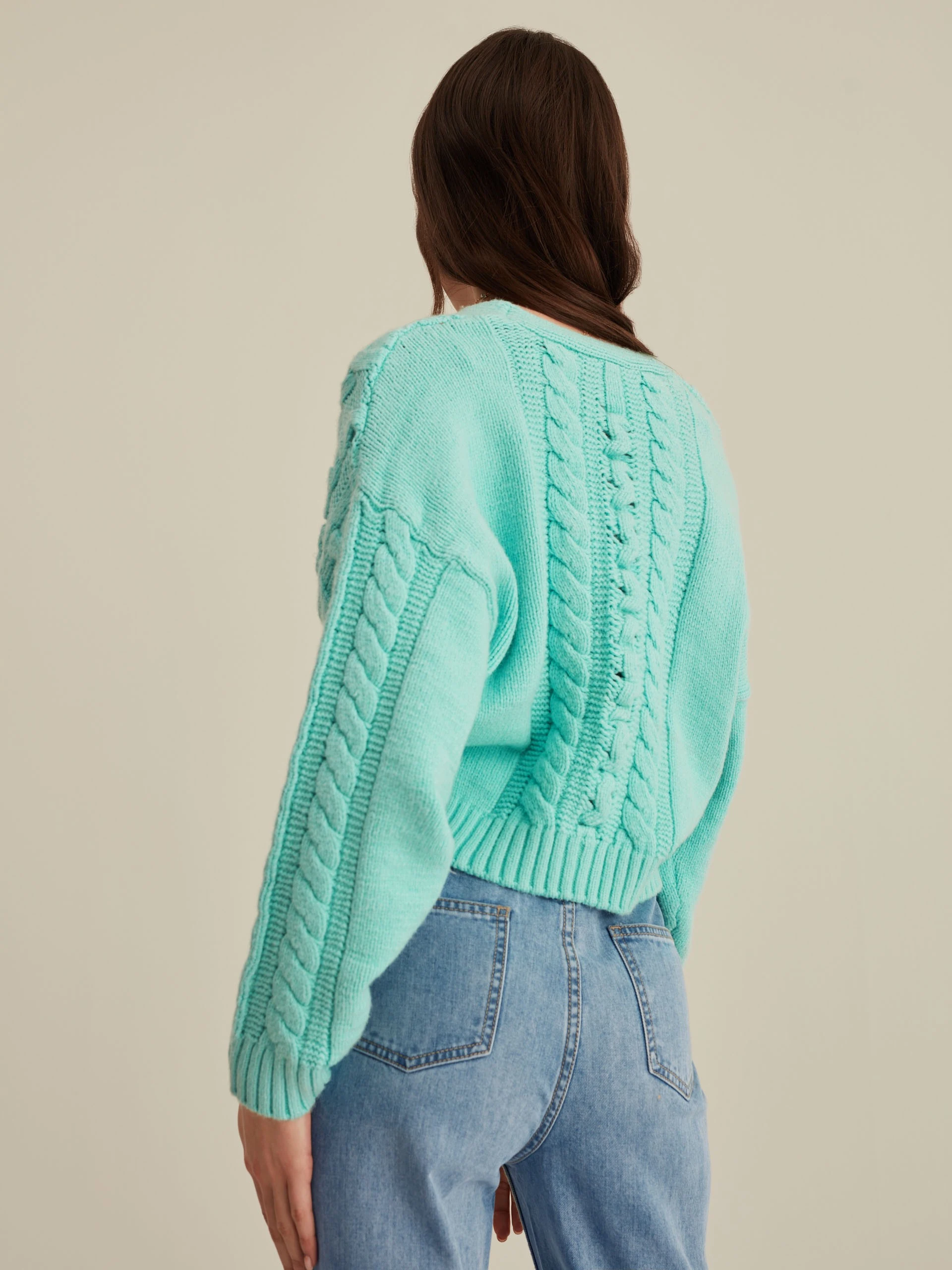 TURQUOISE CROPPED CARDIGAN