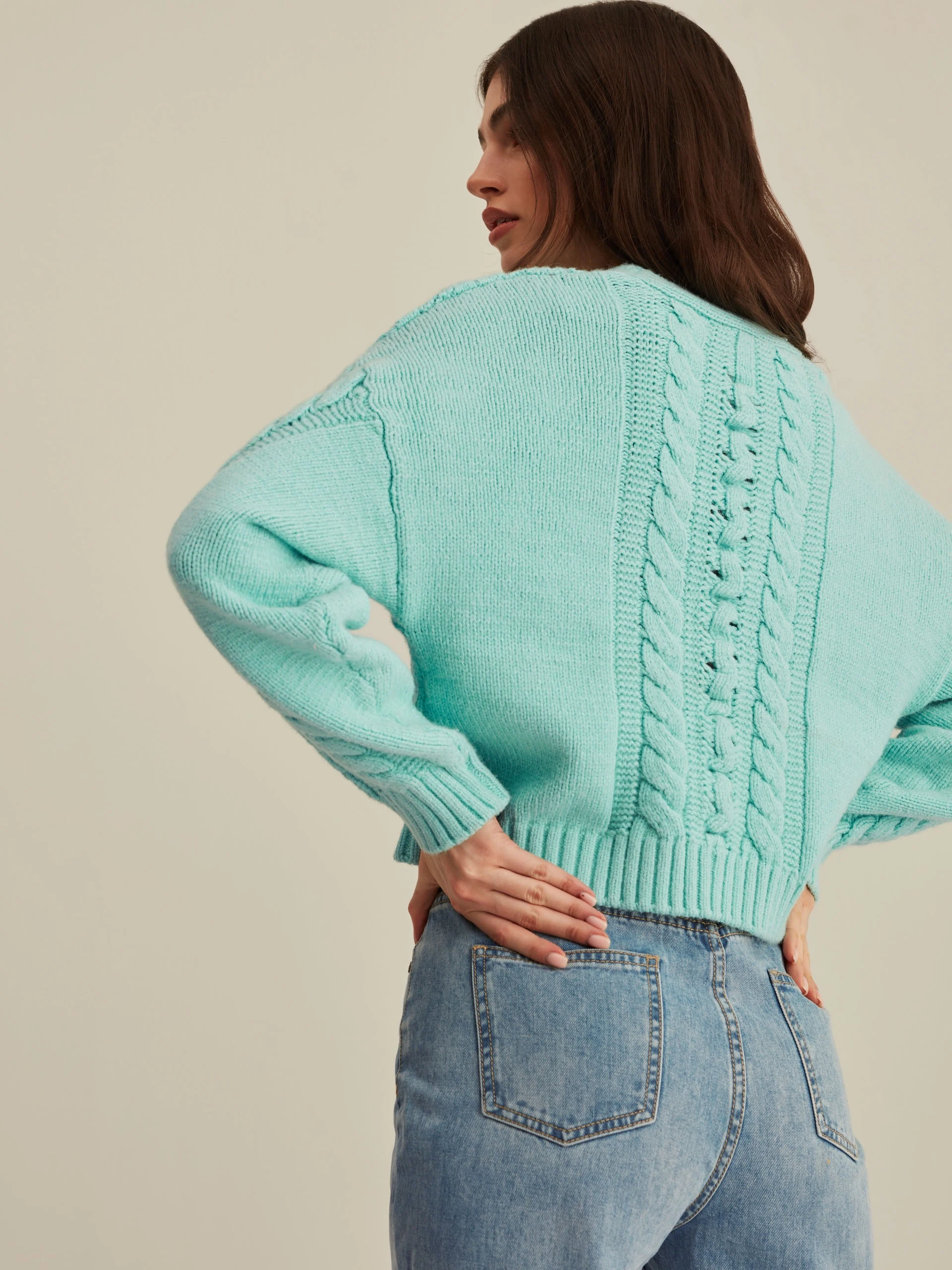 TURQUOISE CROPPED CARDIGAN