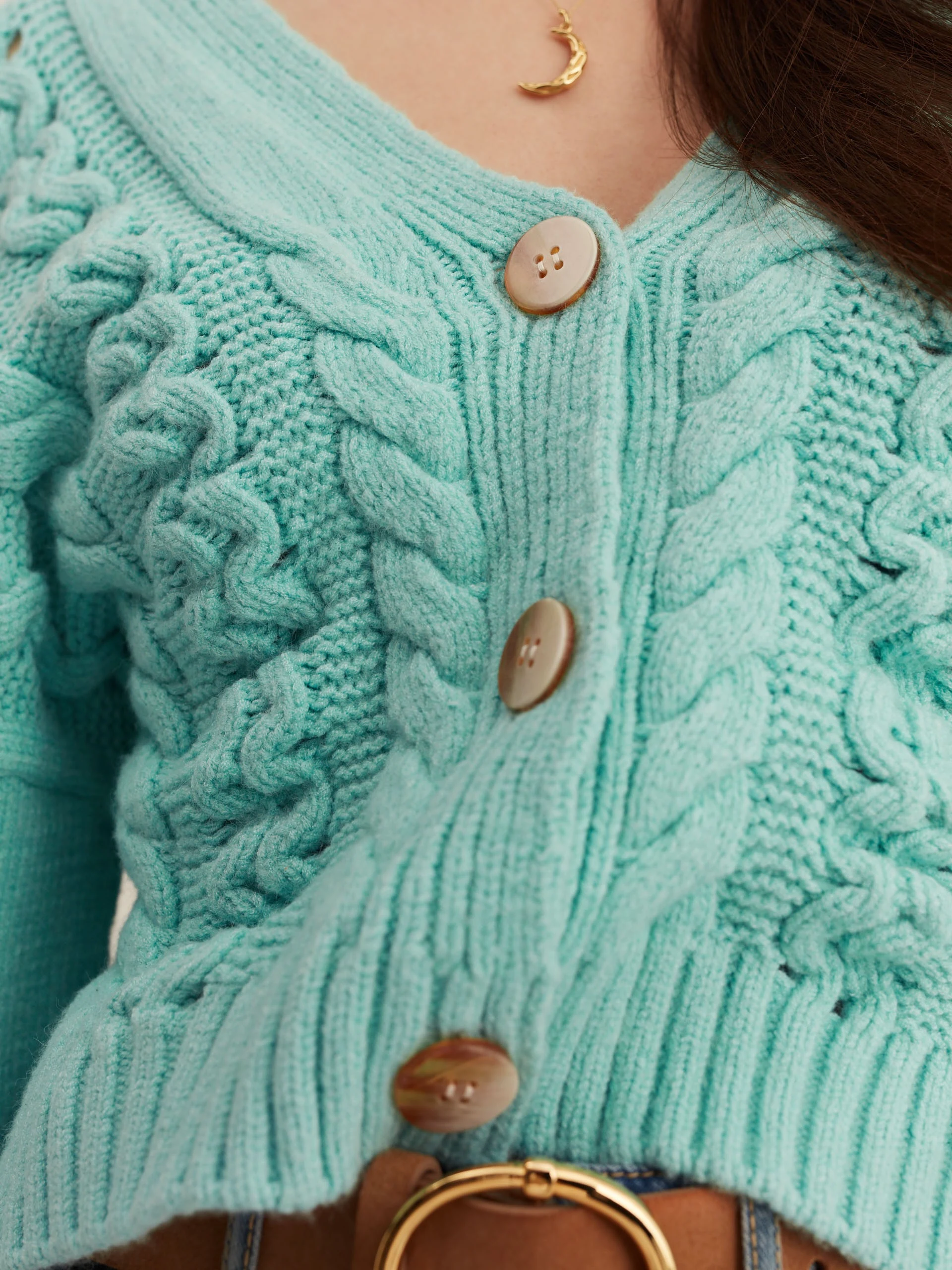 TURQUOISE CROPPED CARDIGAN
