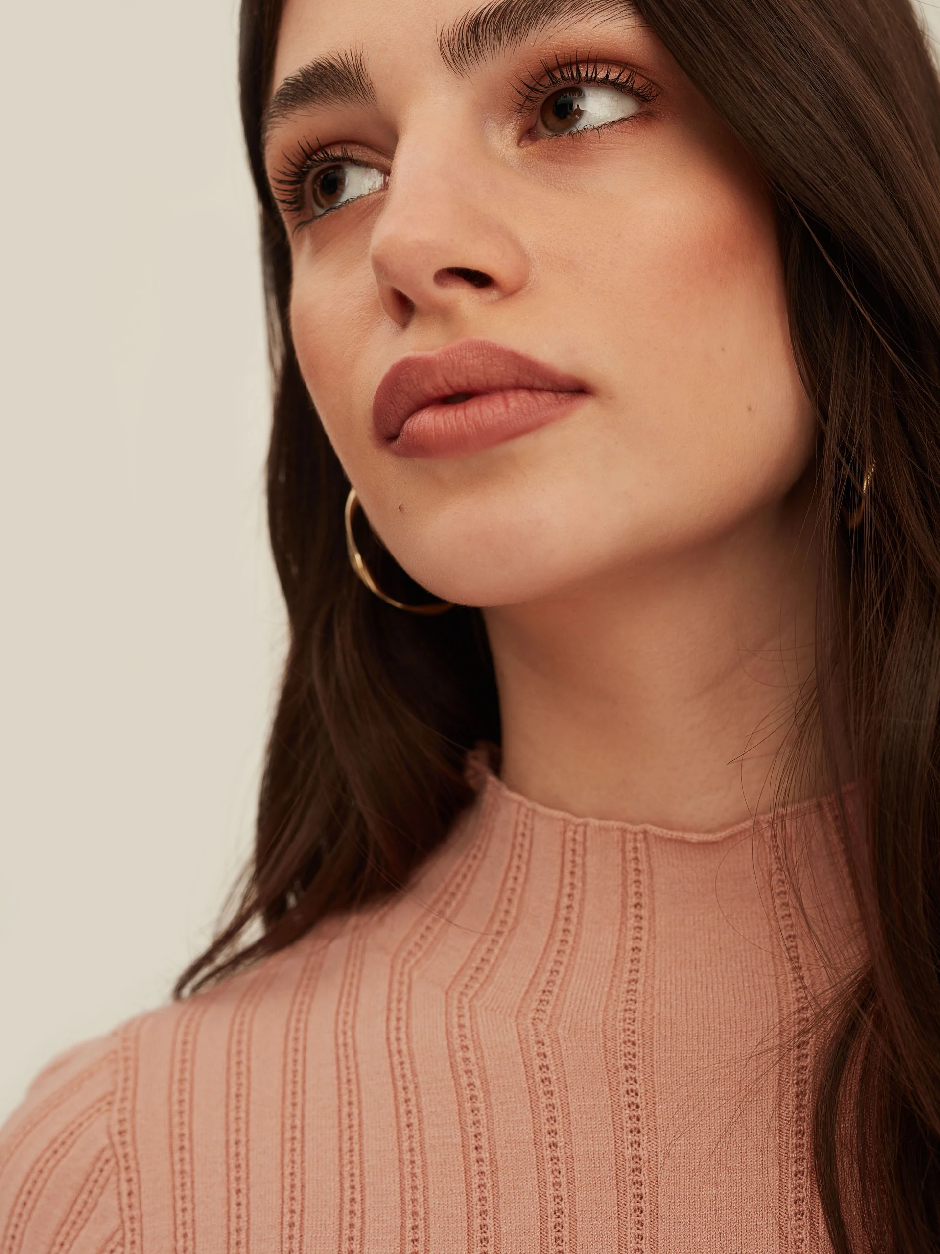 PINK KNITTED HALF TURTLENECK