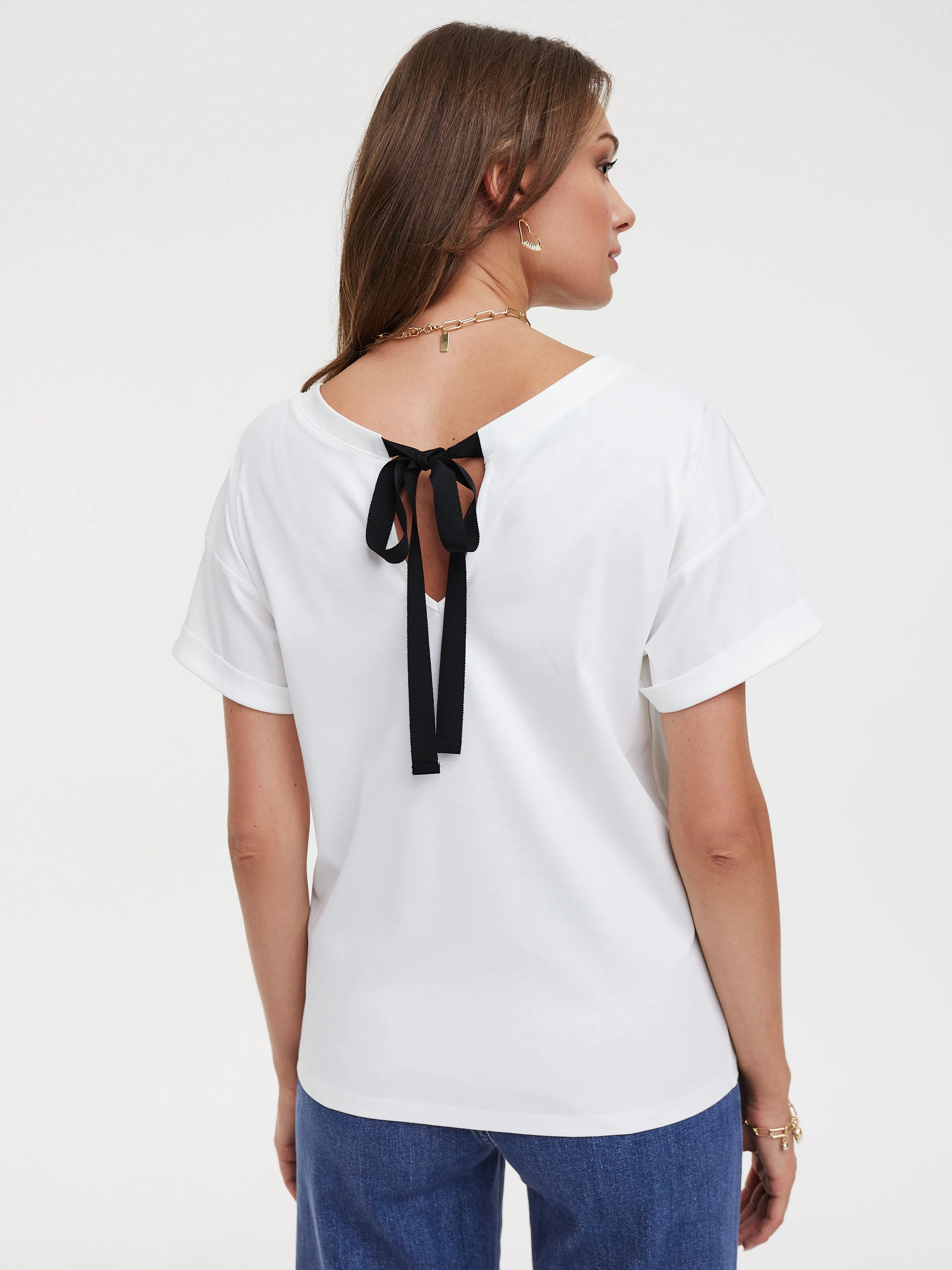 White loose blouse with tie at the back