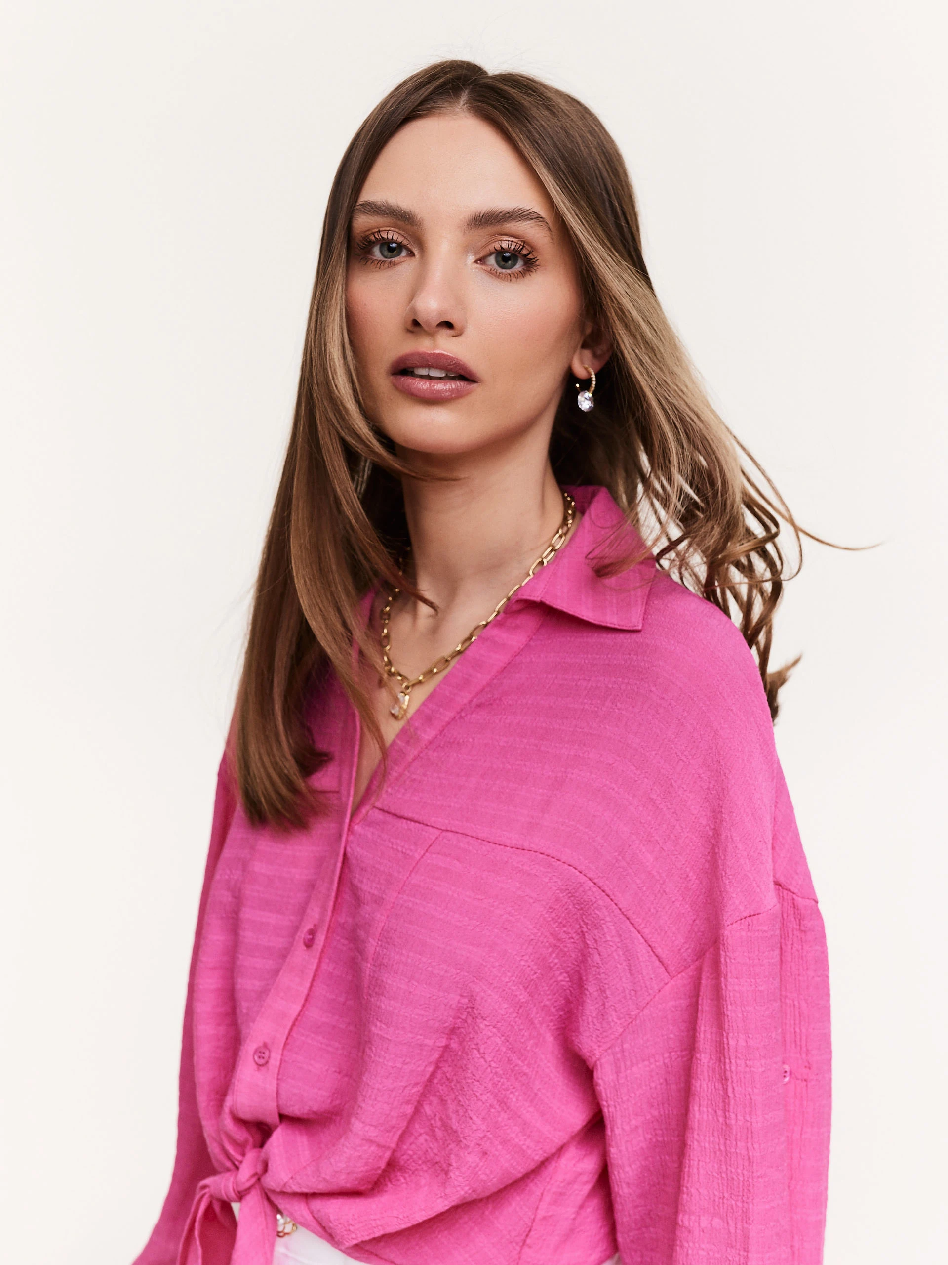 Pink shirt with ties