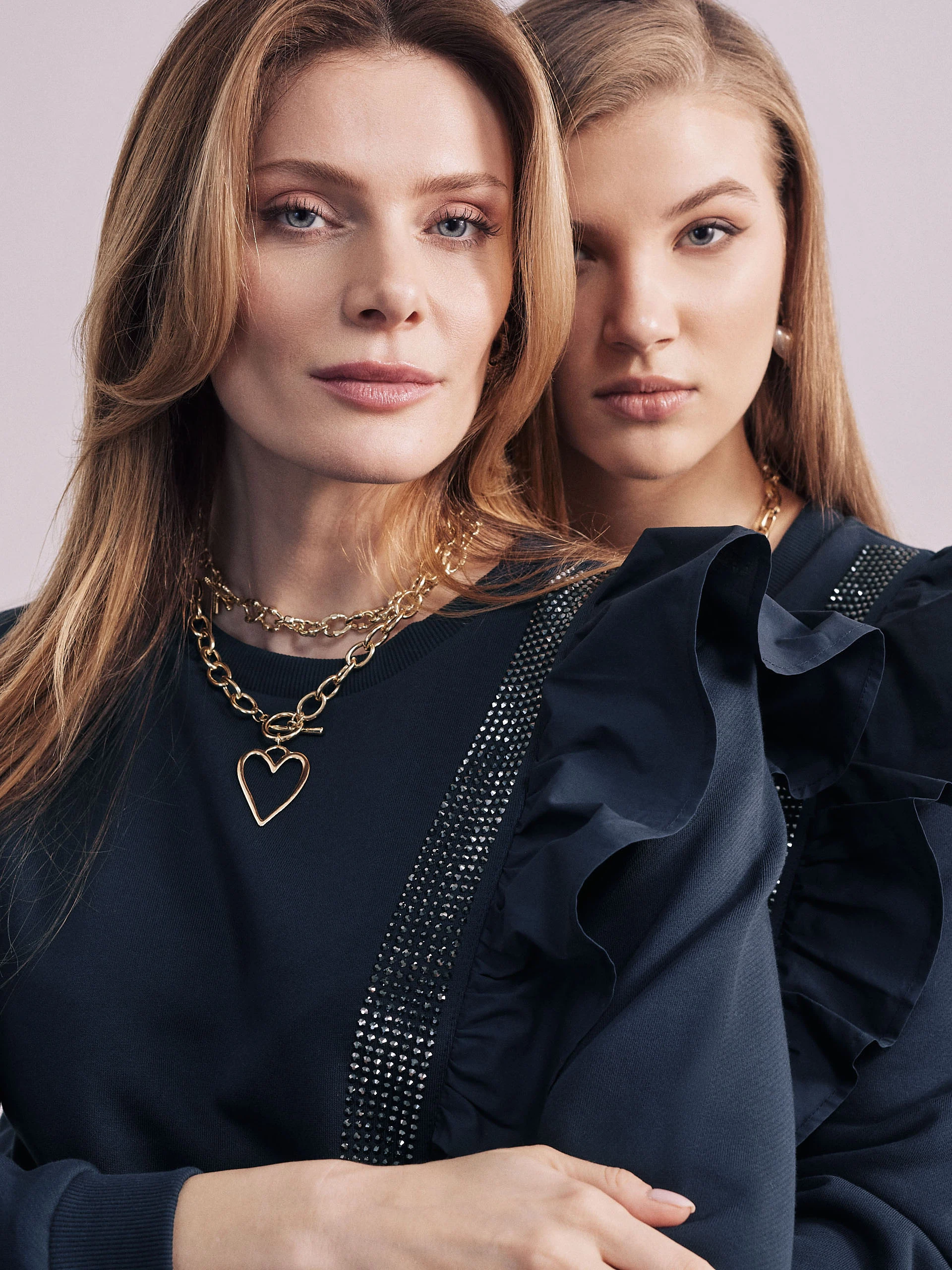 Navy blue blouse with ruffles