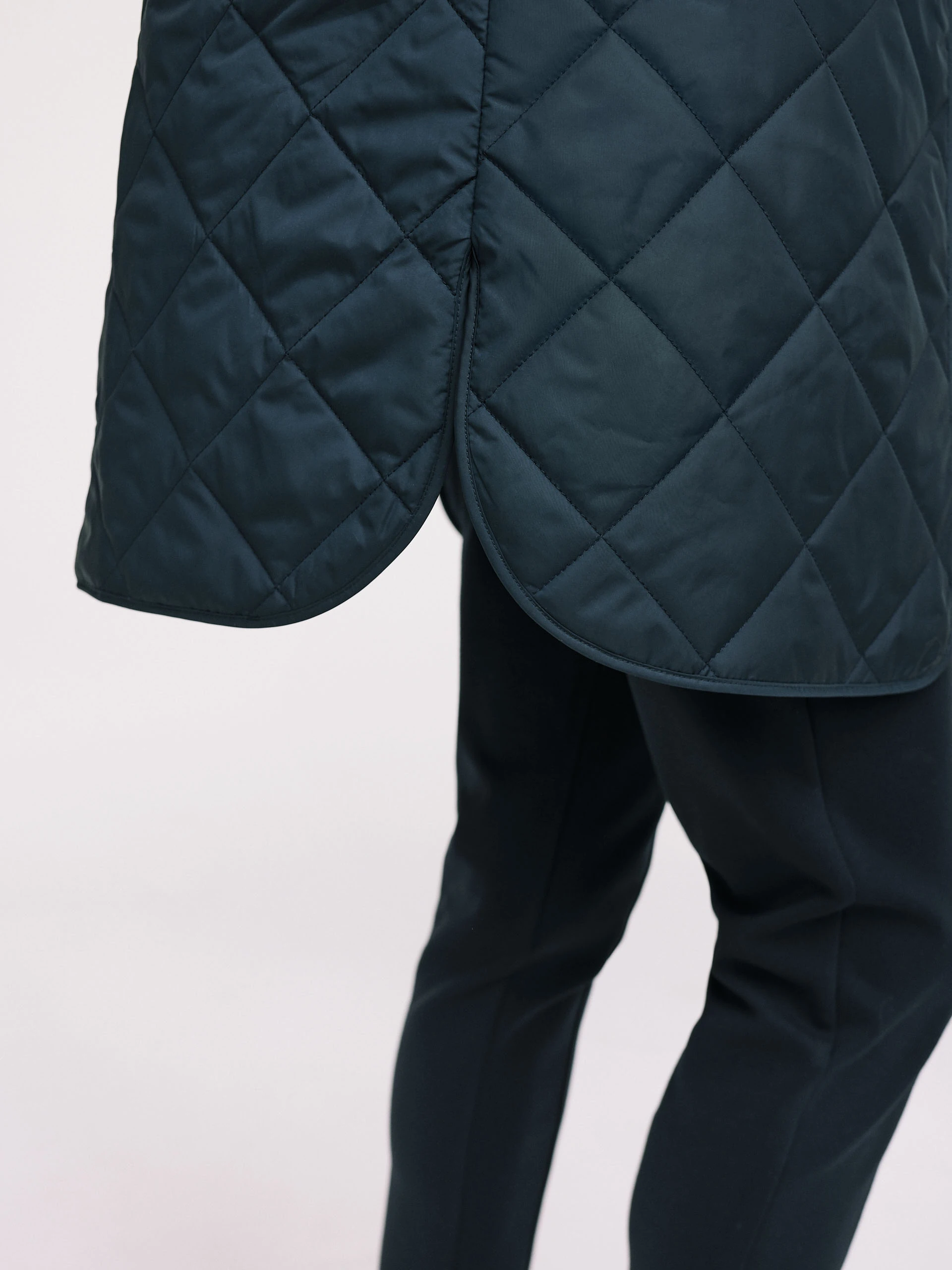 Navy blue quilted transitional coat