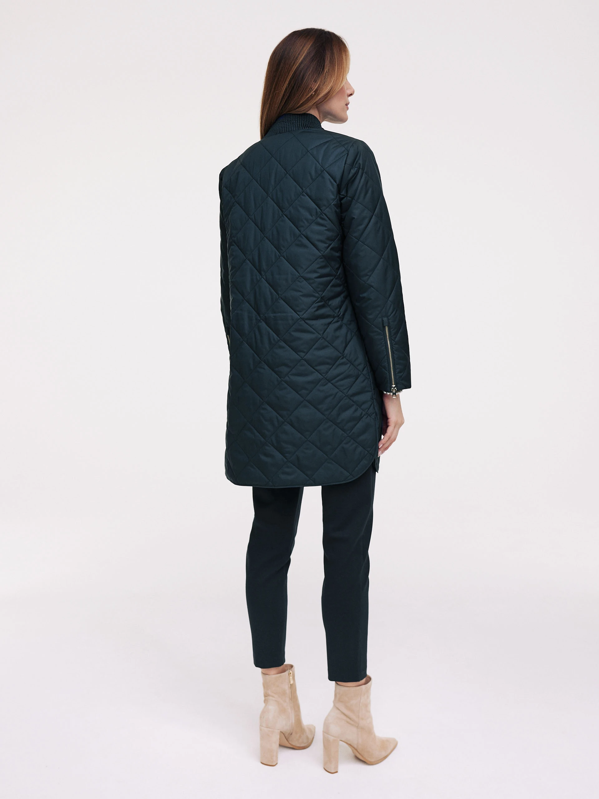 Navy blue quilted transitional coat