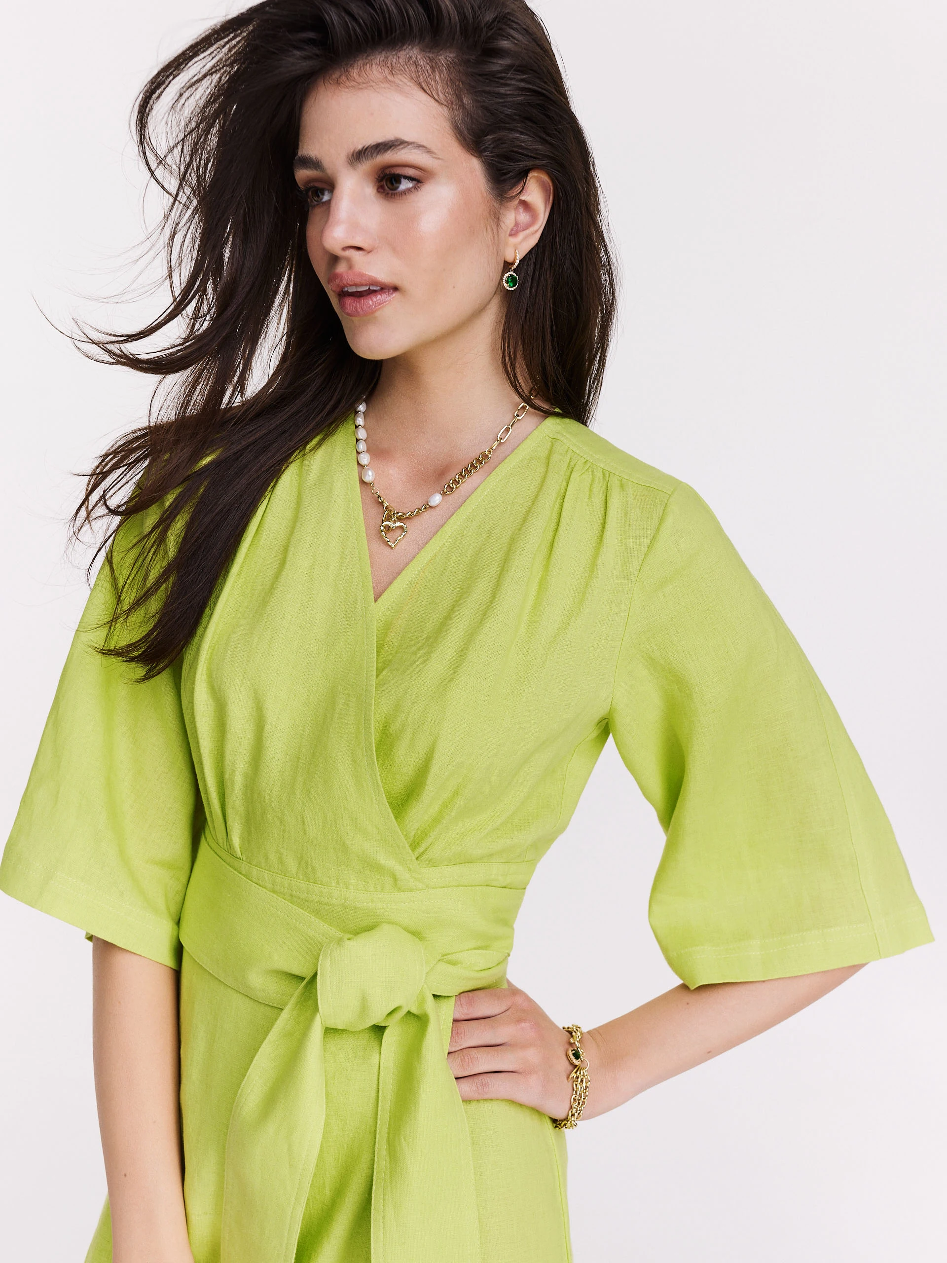 Lime green kimono cut dress