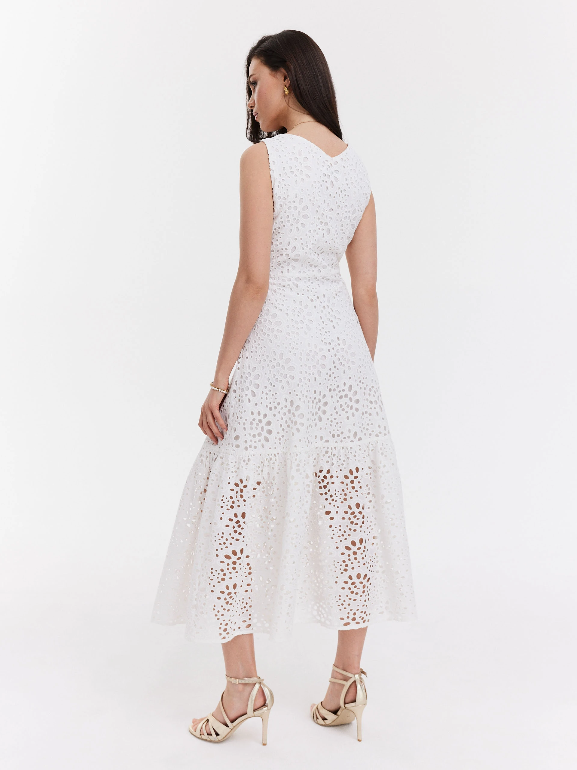 White openwork midi dress