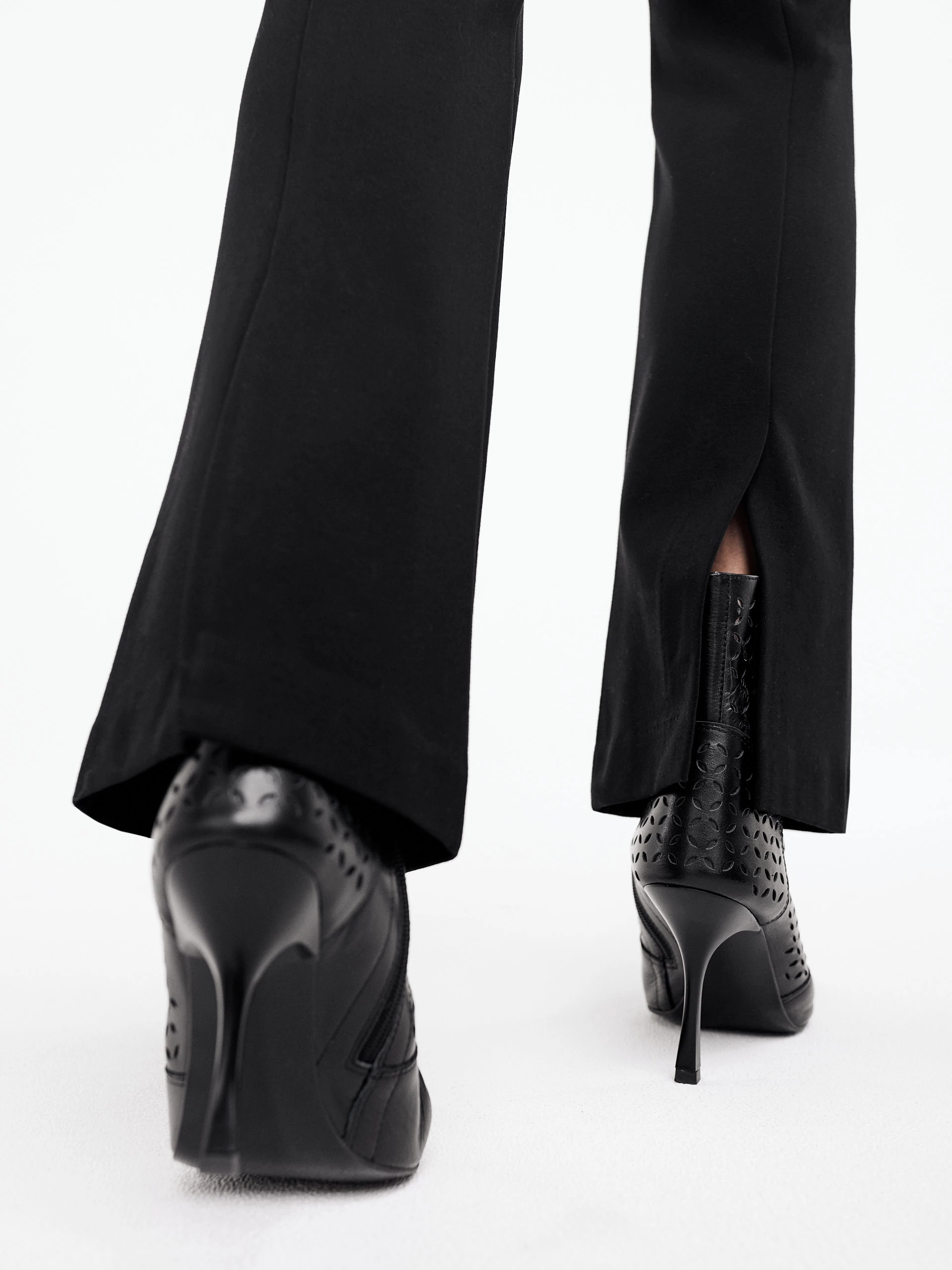 Black pants with flared legs