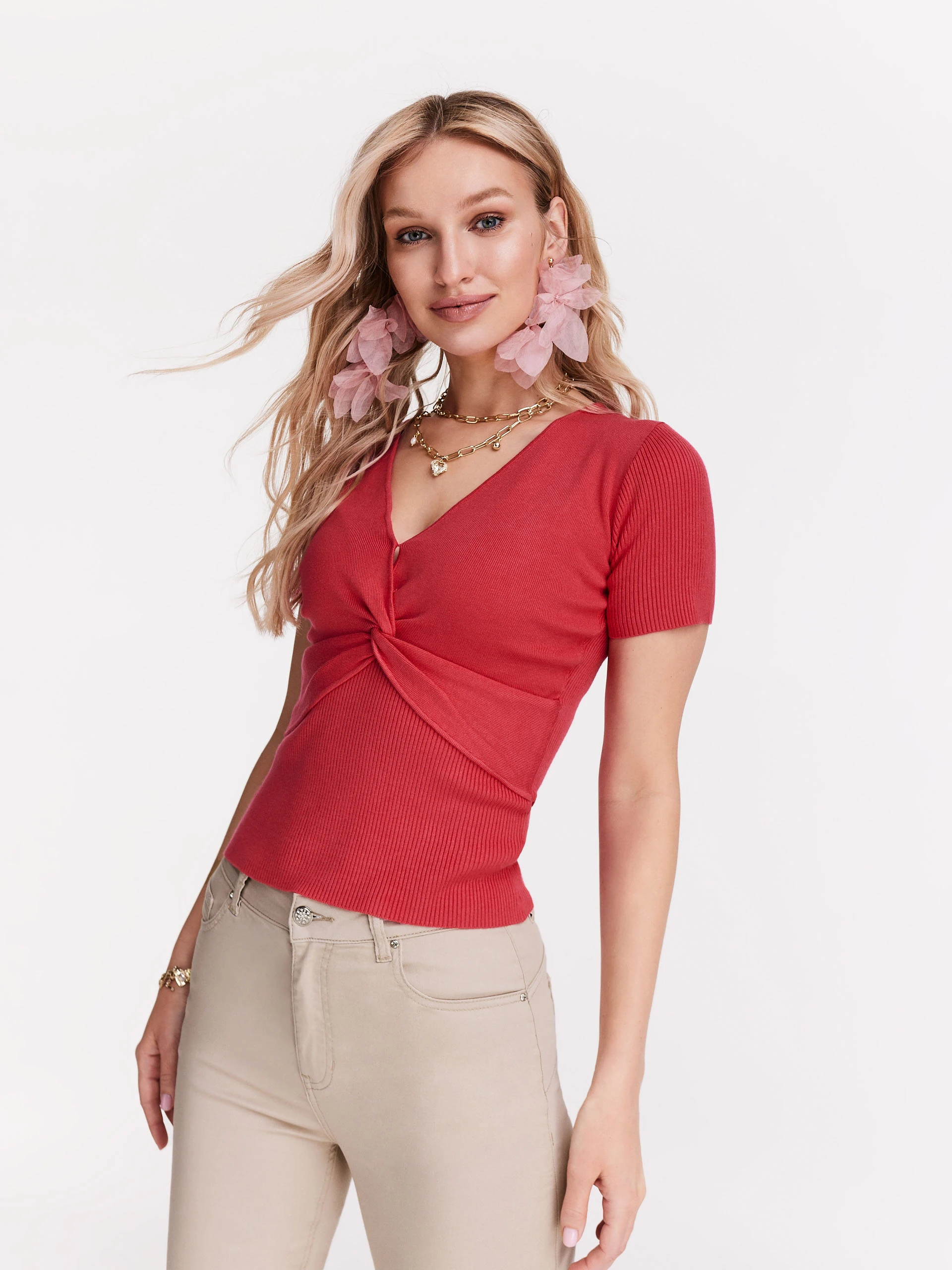 Beige high-waisted pants