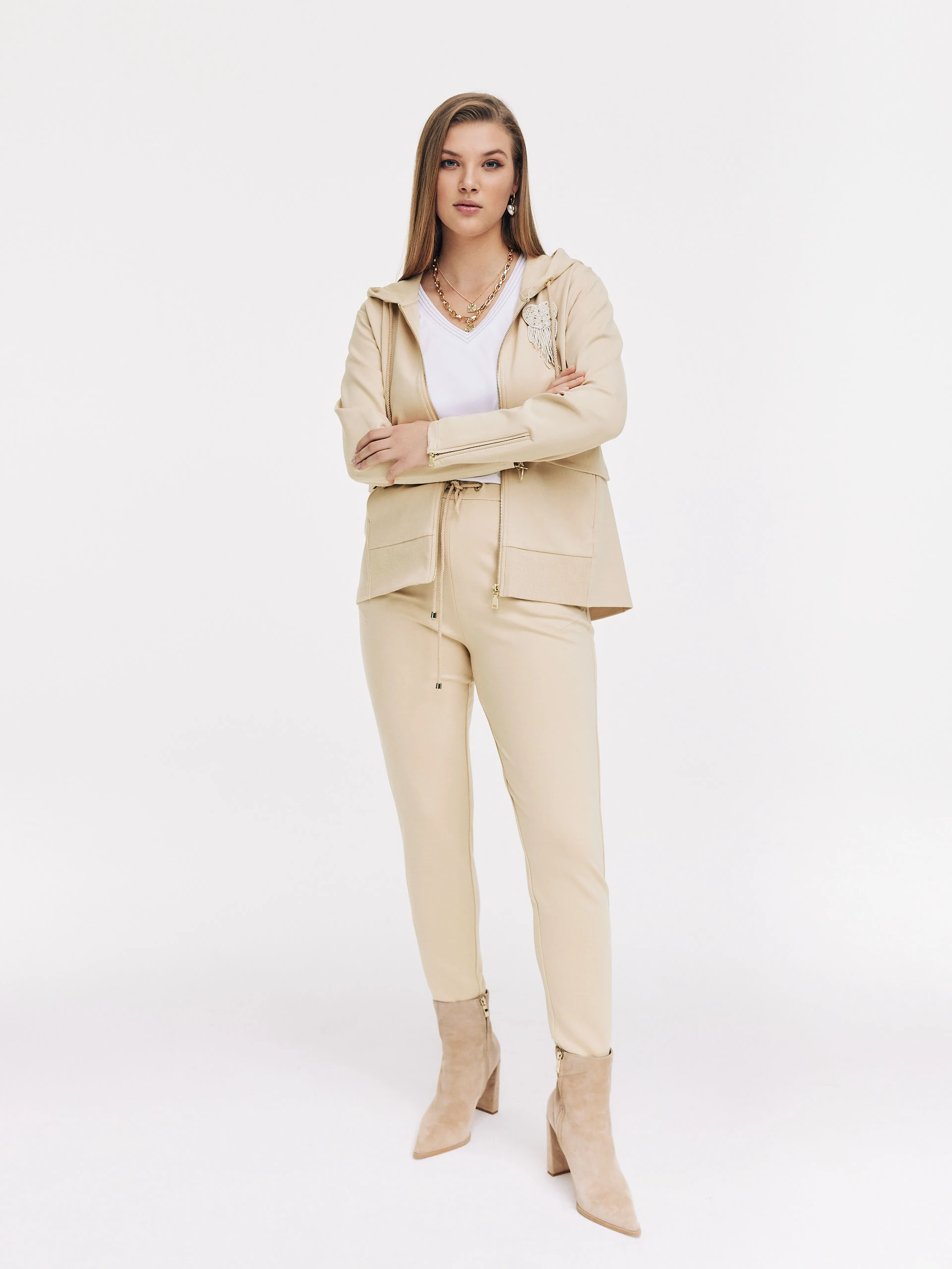 Beige high-waisted pants