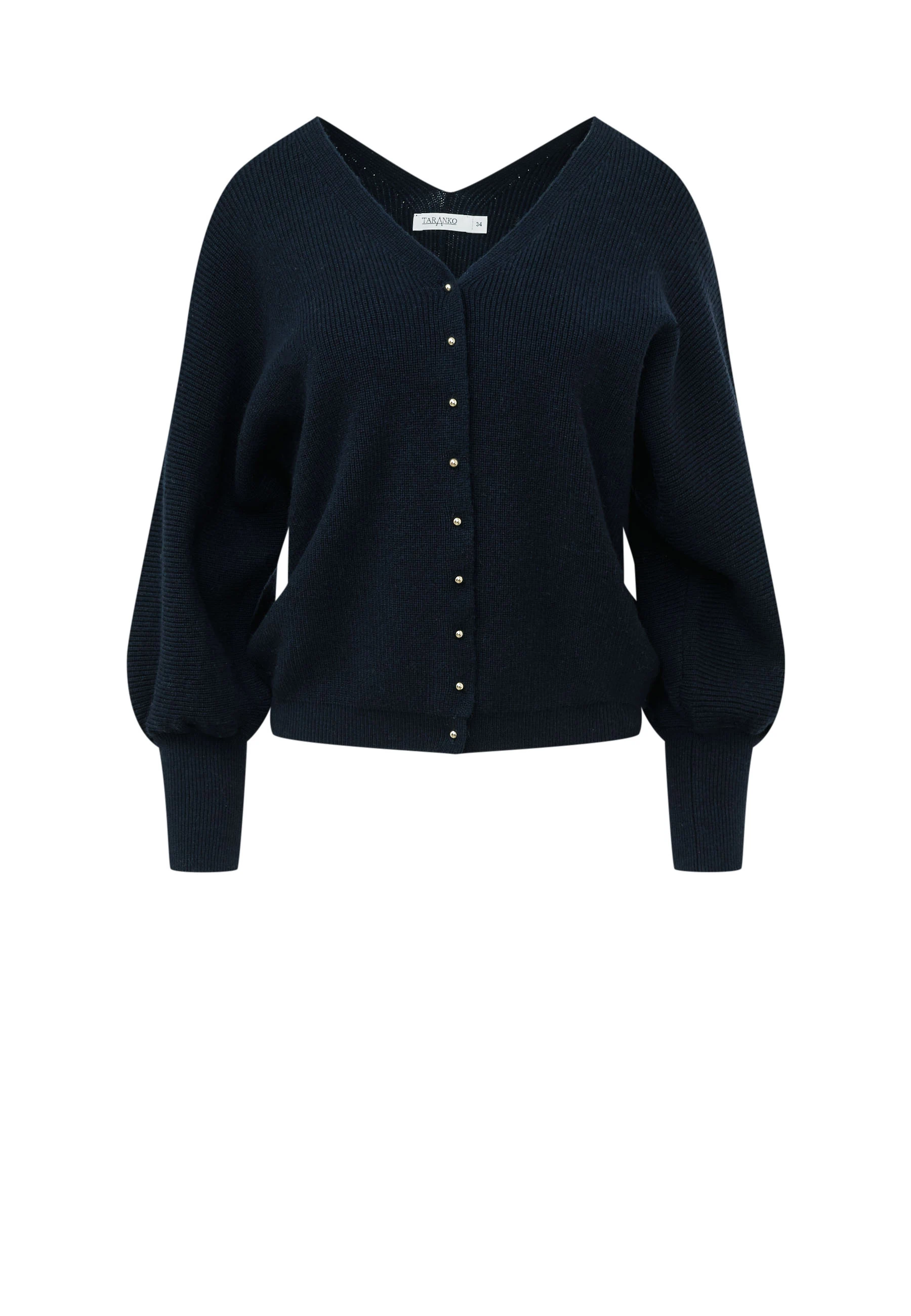 Navy blue cardigan with buff sleeves