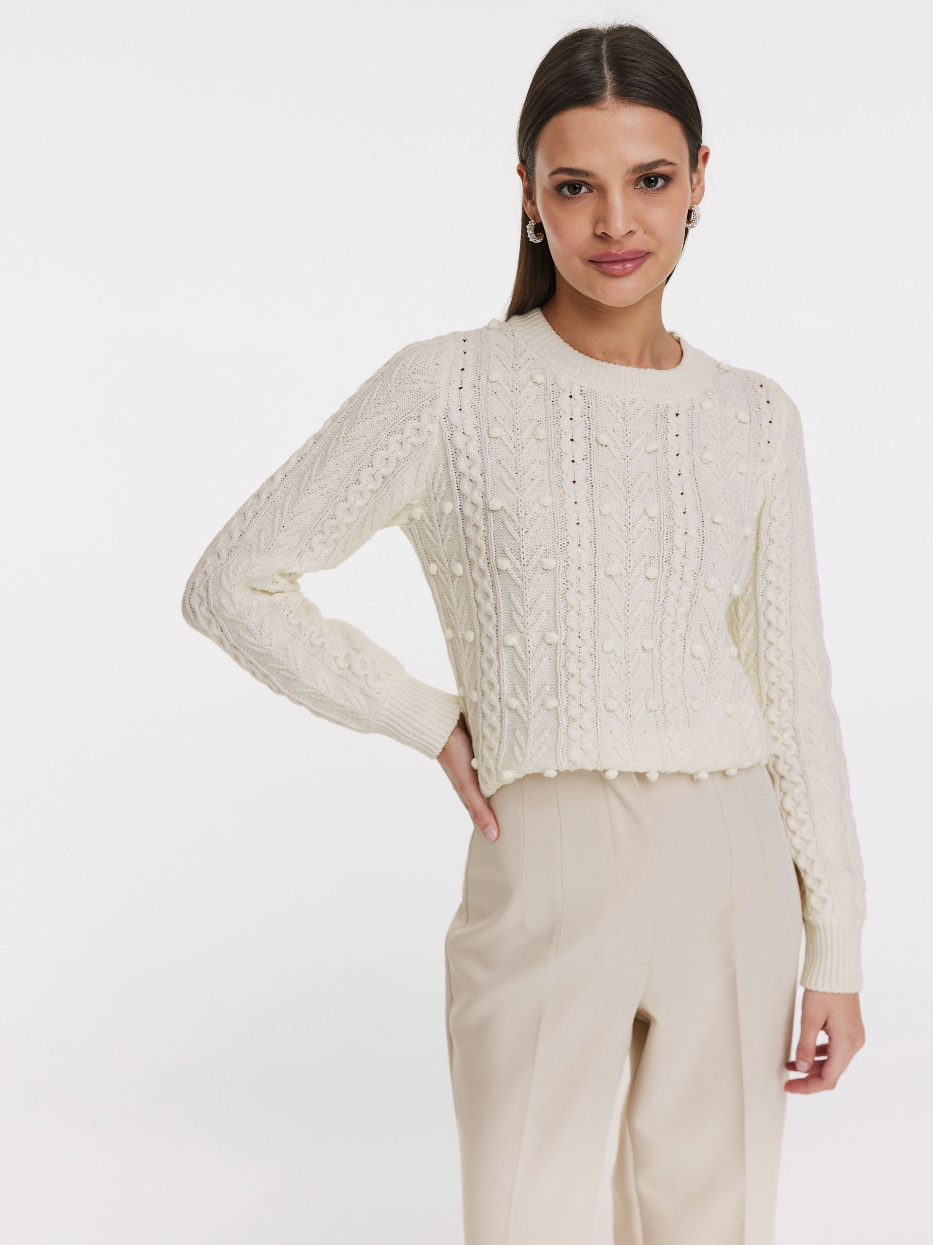 Cream checkered sweater