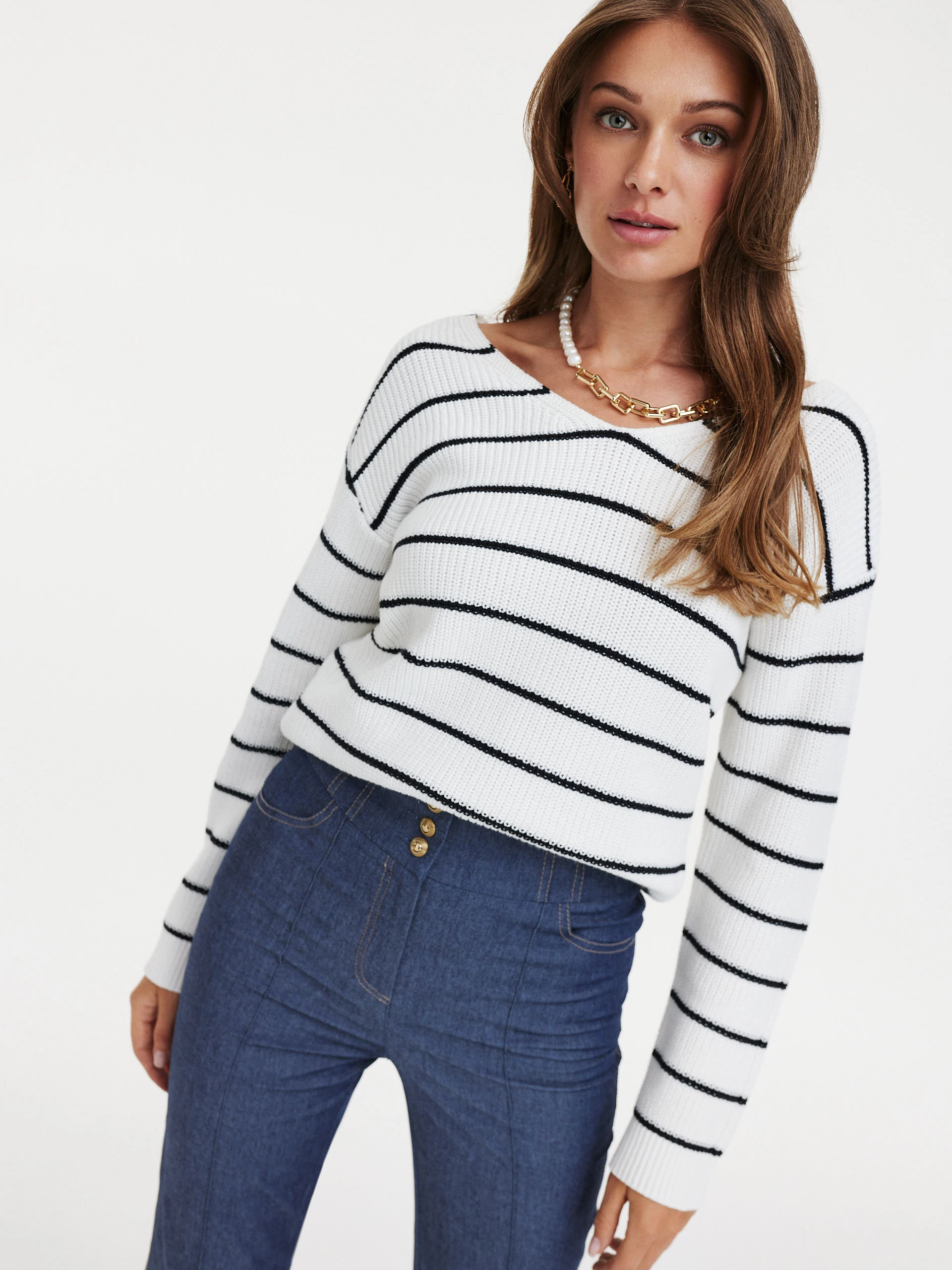 White striped sweater