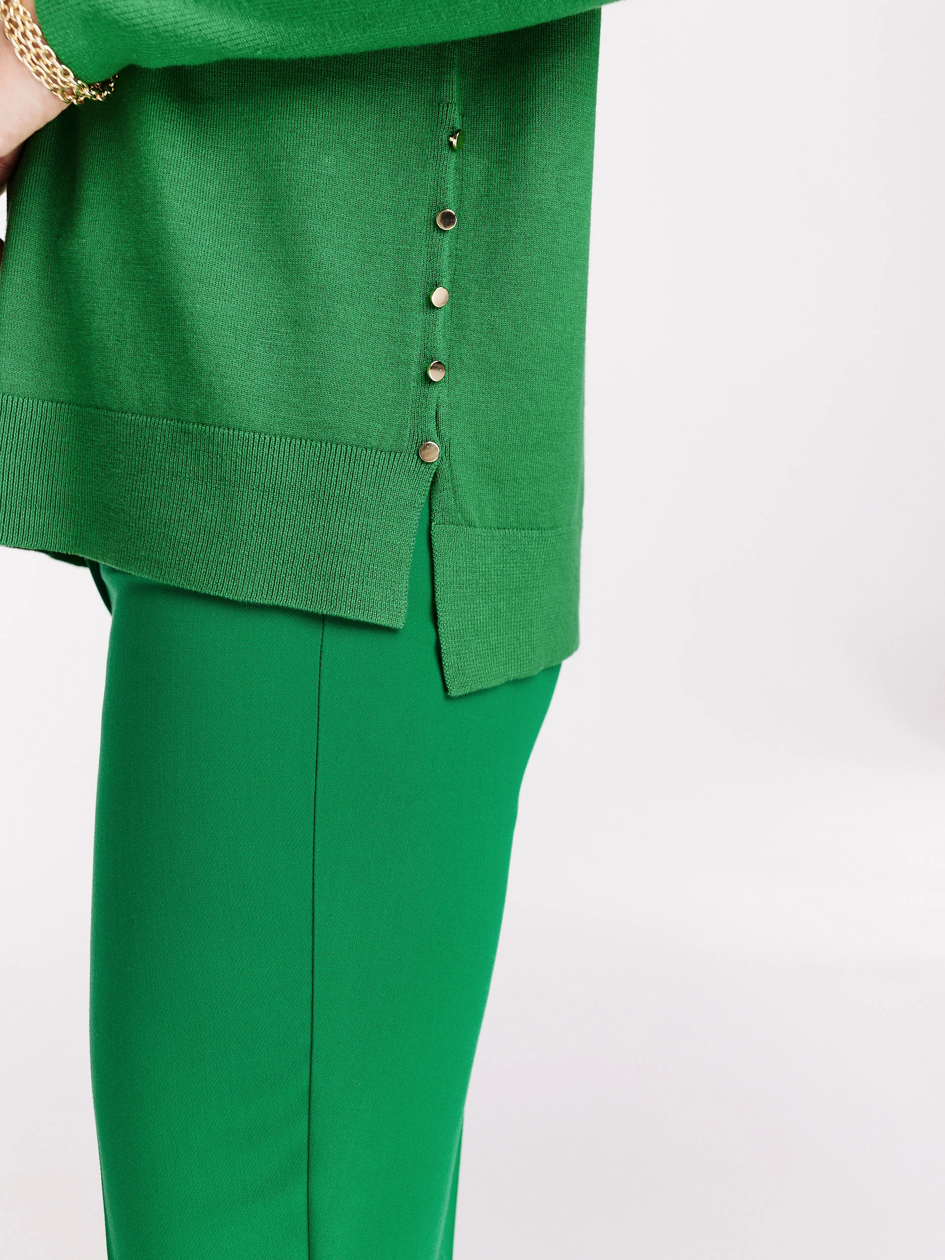 Green sweater with a heart neckline