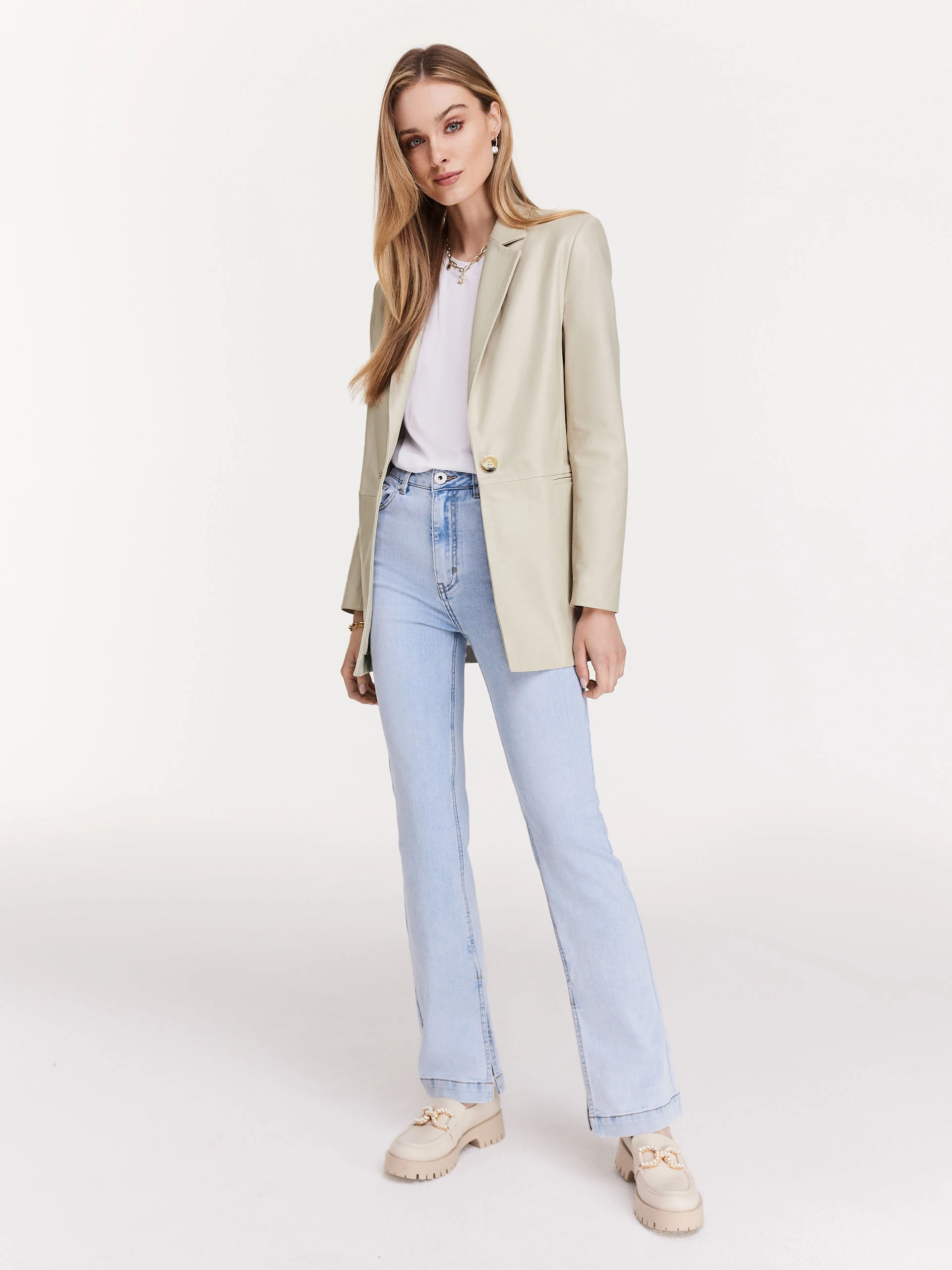 Beige natural leather jacket