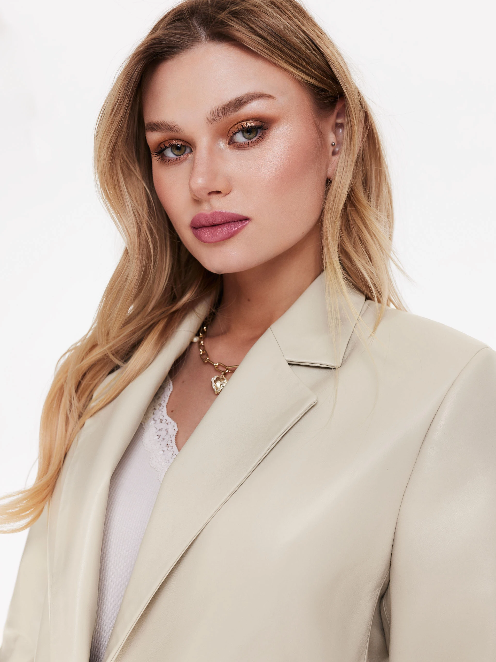 Beige natural leather jacket