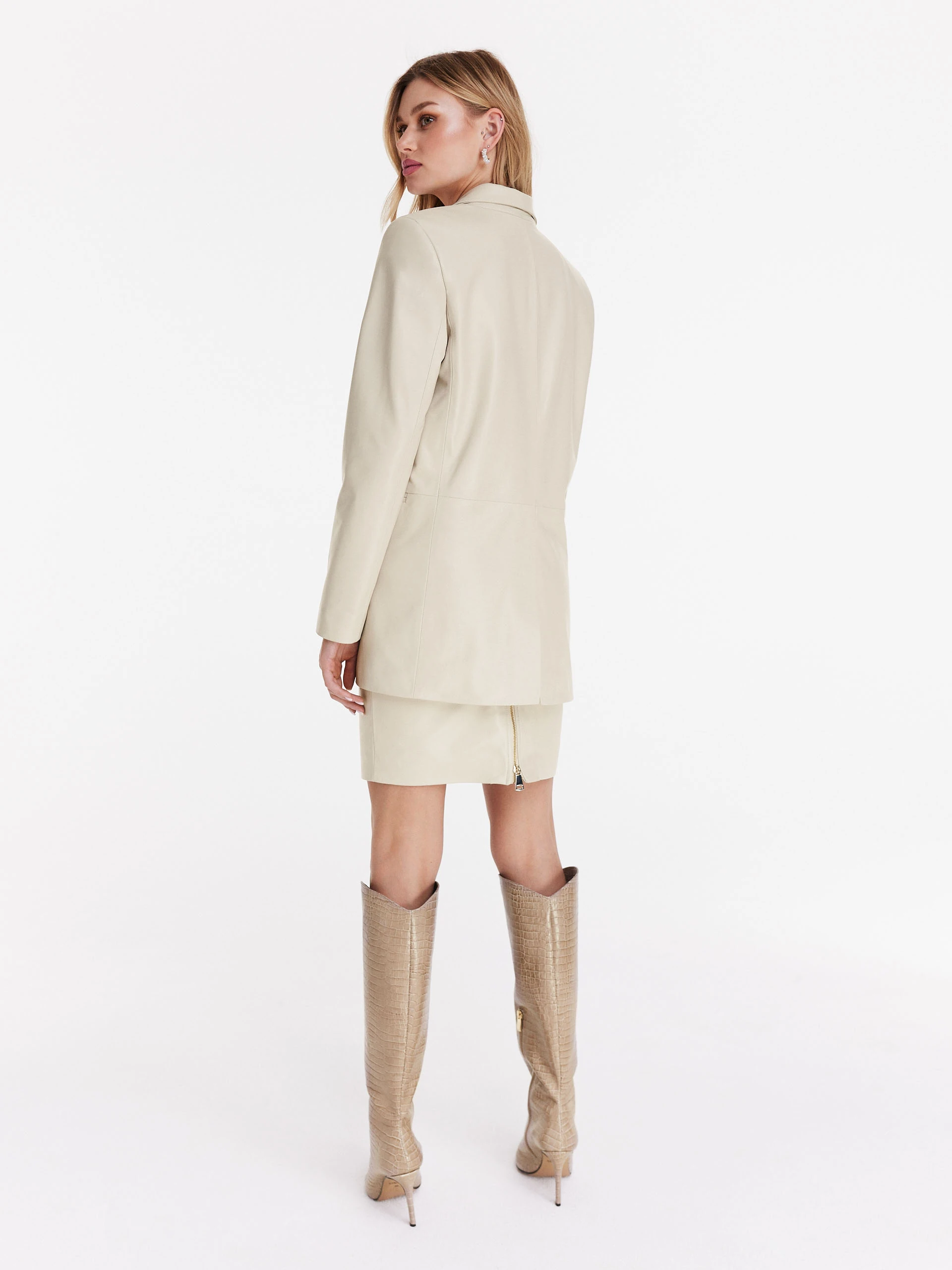 Beige natural leather jacket