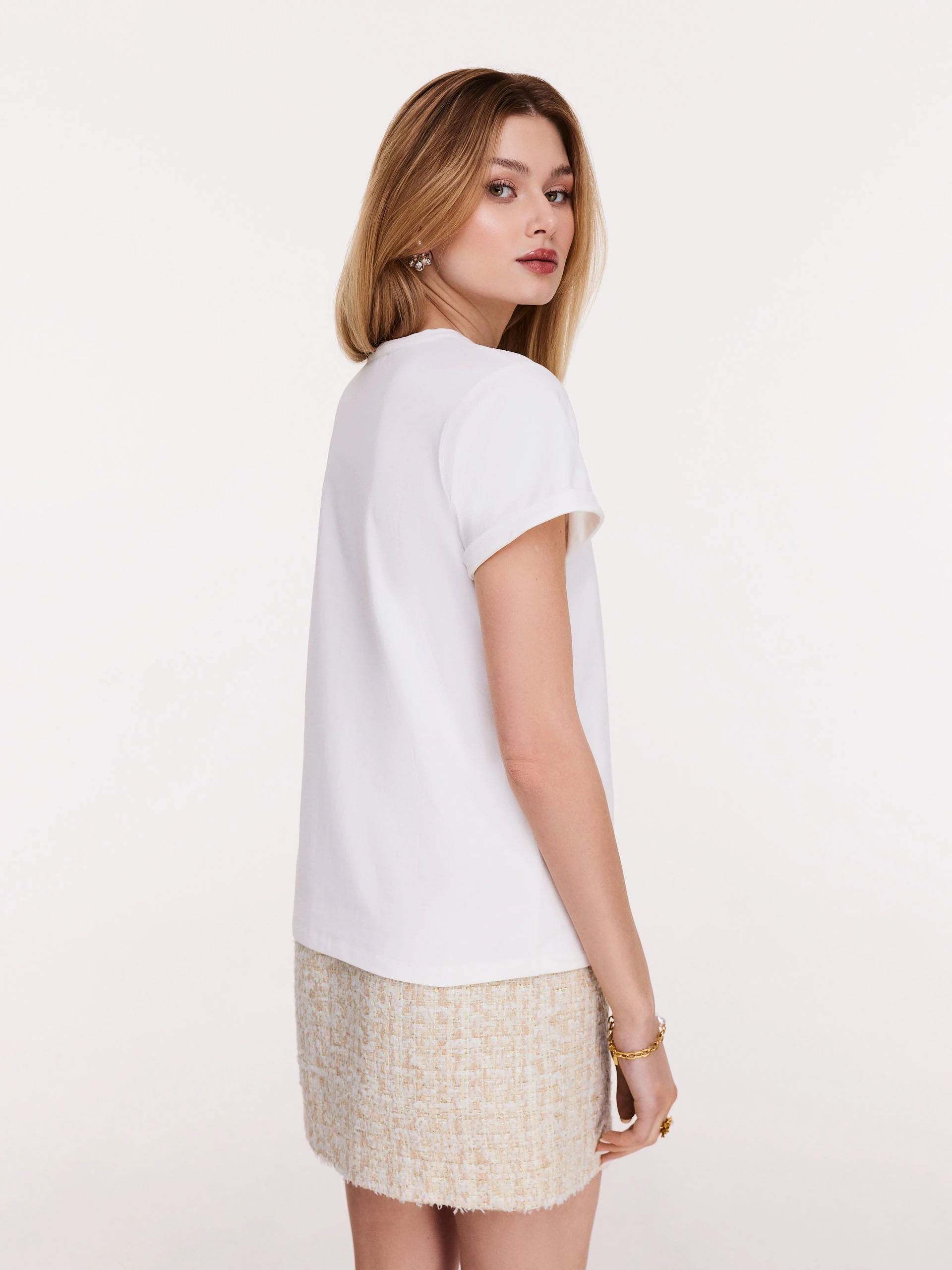 Cotton blouse with flower embellishments