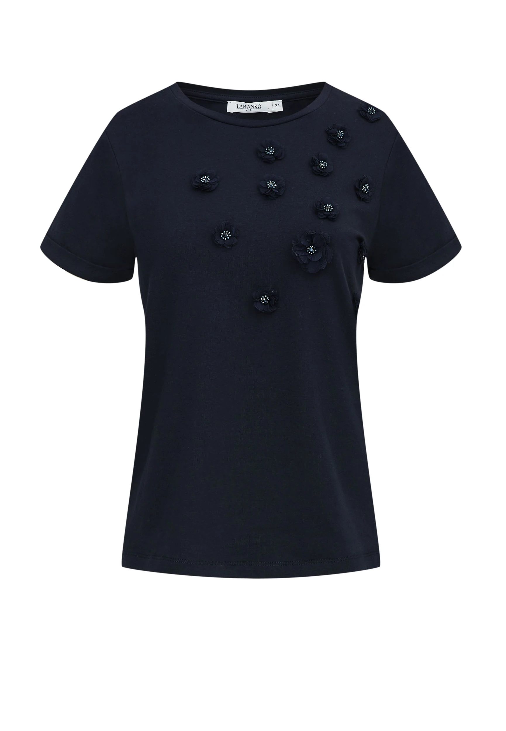 Cotton blouse with flower embellishments