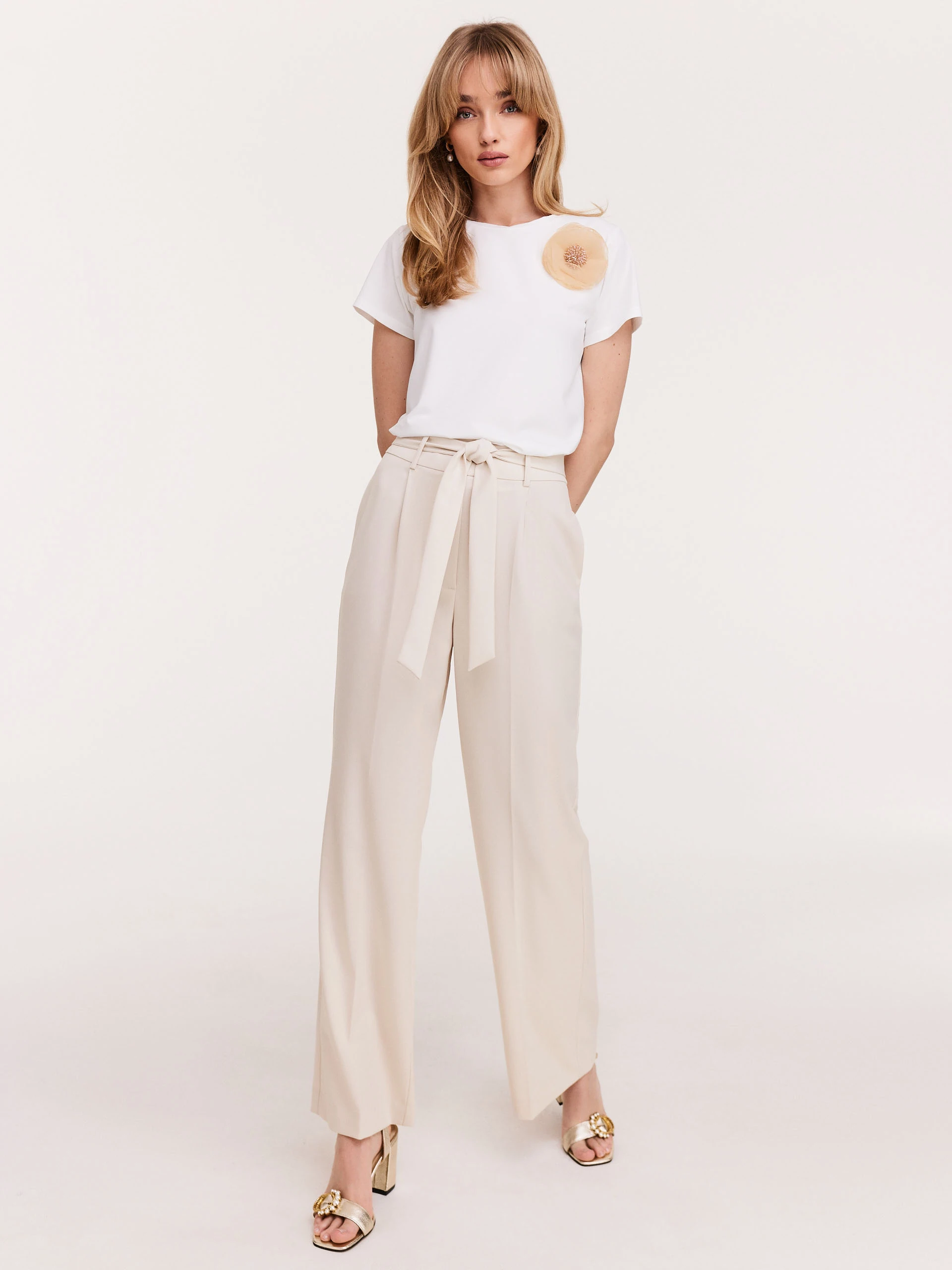 Classic white blouse with short sleeves