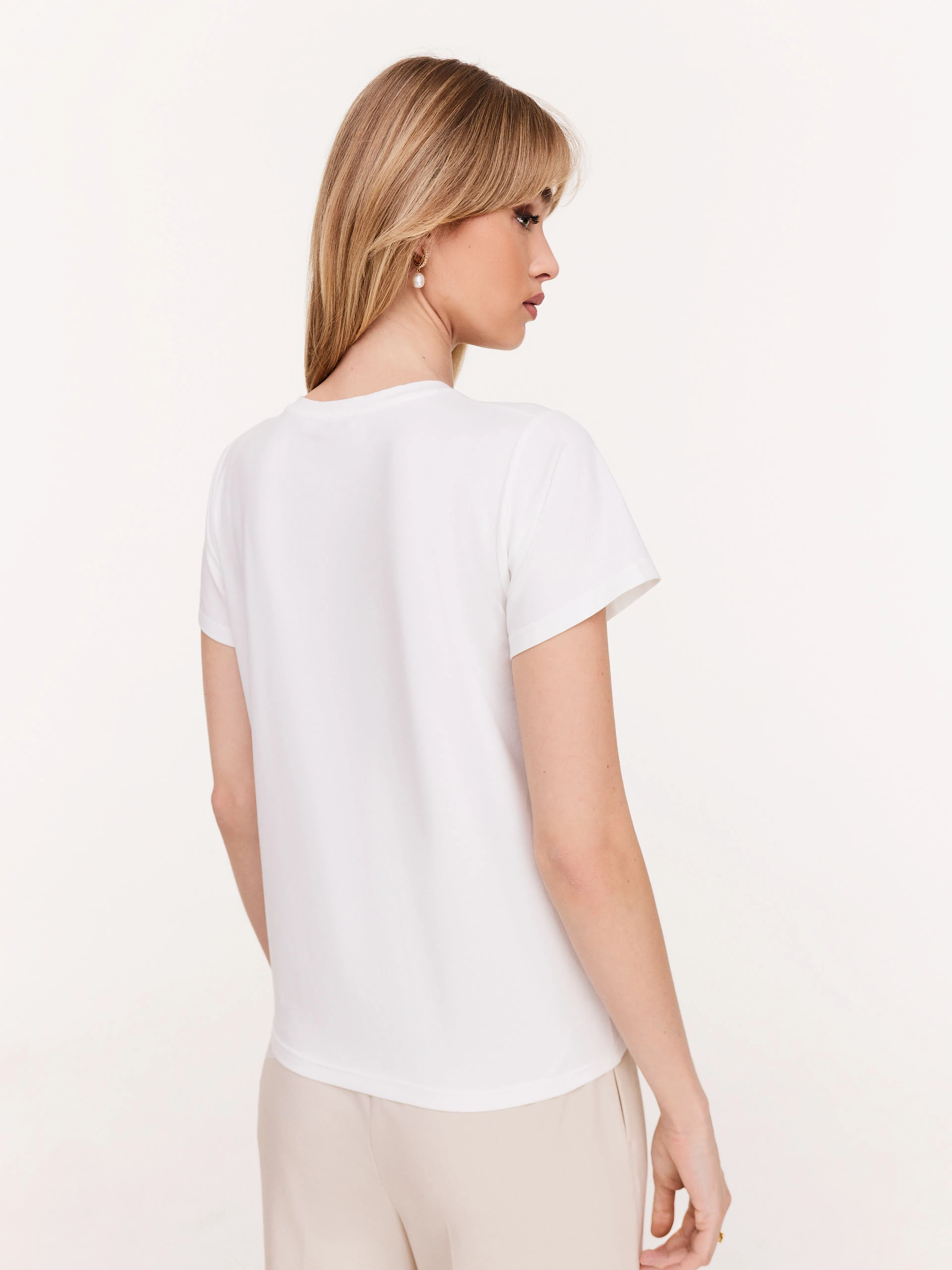 Classic white blouse with short sleeves