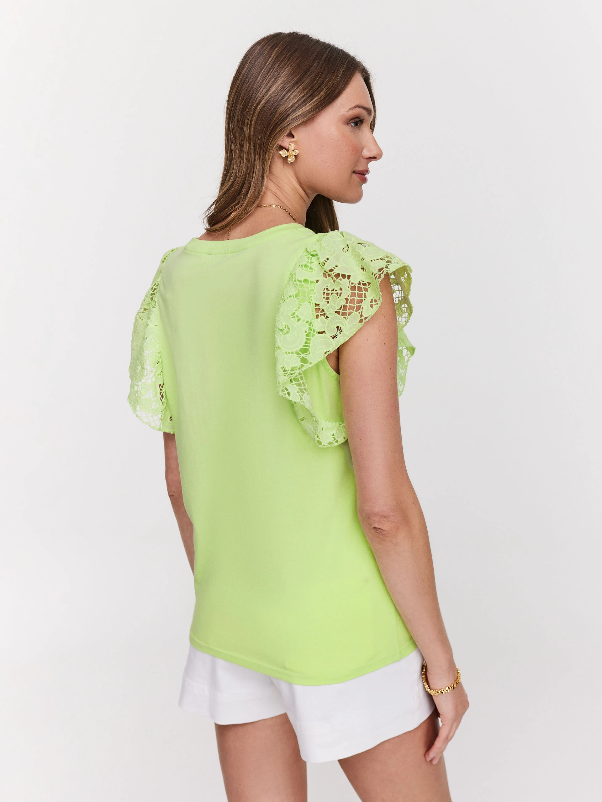 Lime blouse with embellished sleeves