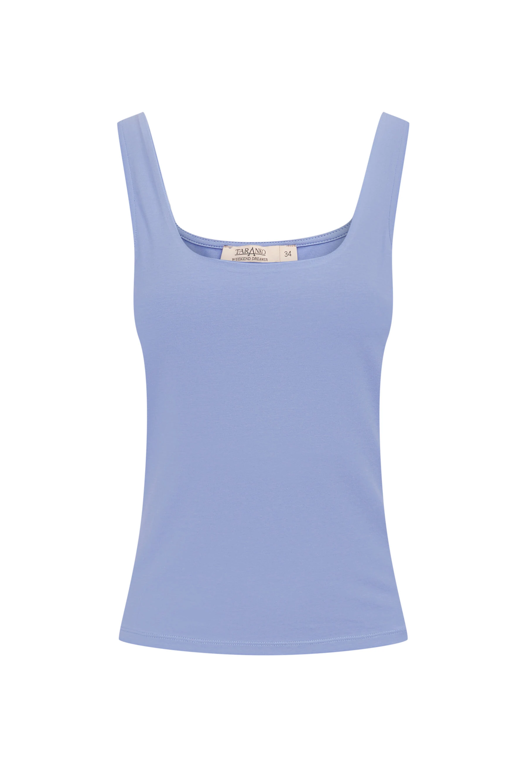 Blue top with round neckline